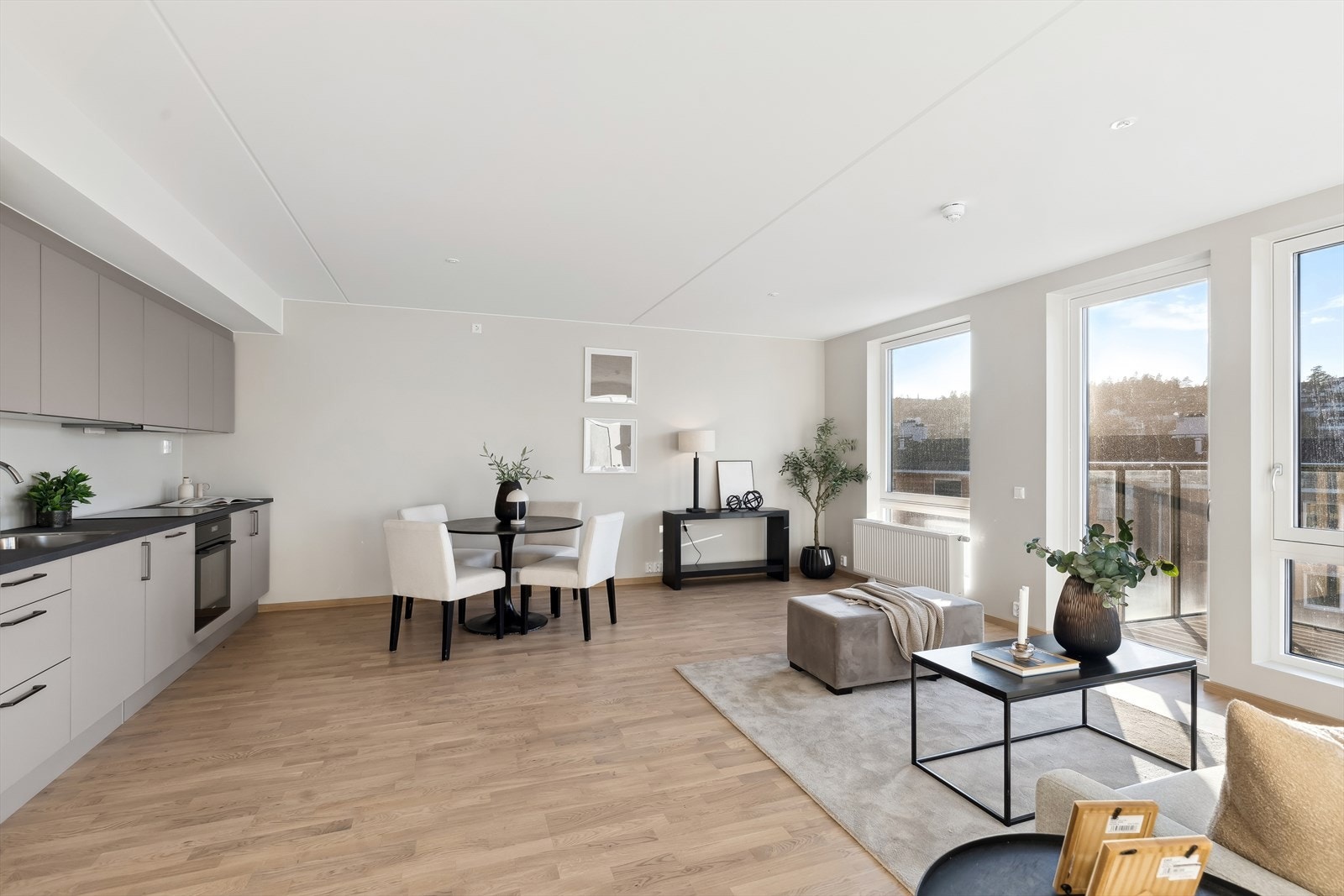 Stue/kjøkken har god plass til både spisebord og sofagruppe Galleribilde