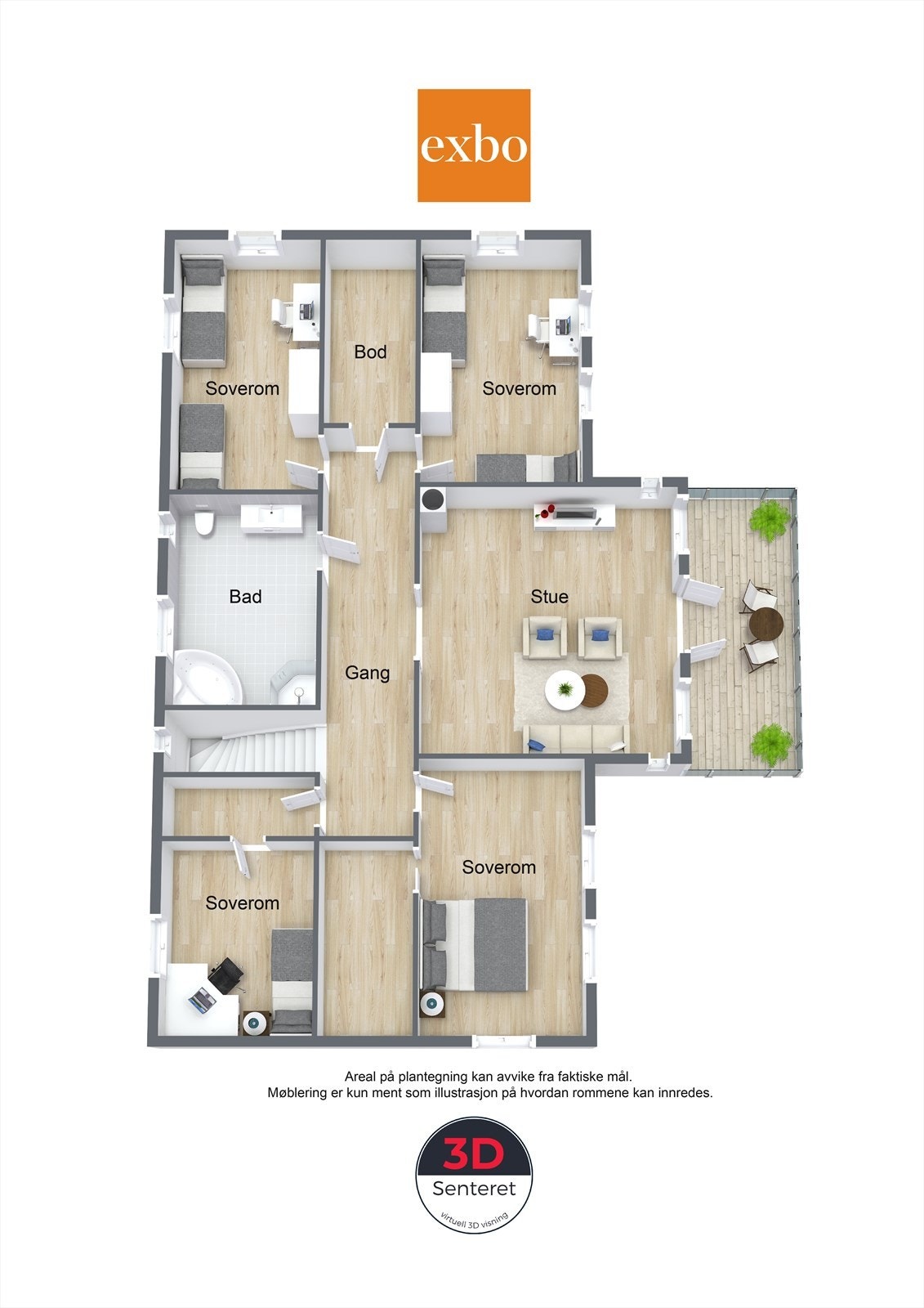 Plantegning 2.etg med eget walk-in garderoberom fra det ene soverommet Galleribilde
