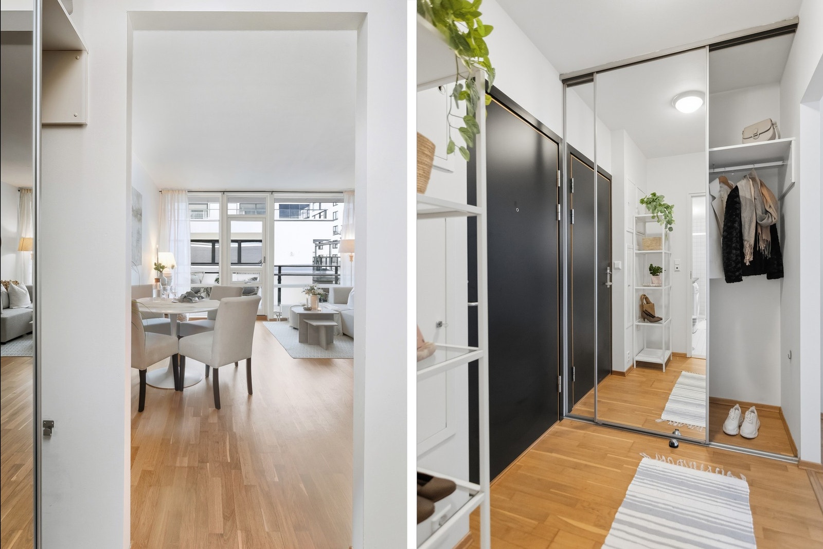 Romslig gang med stor skybedørsgarderobe med god plass til oppbevaring av klær. Galleribilde