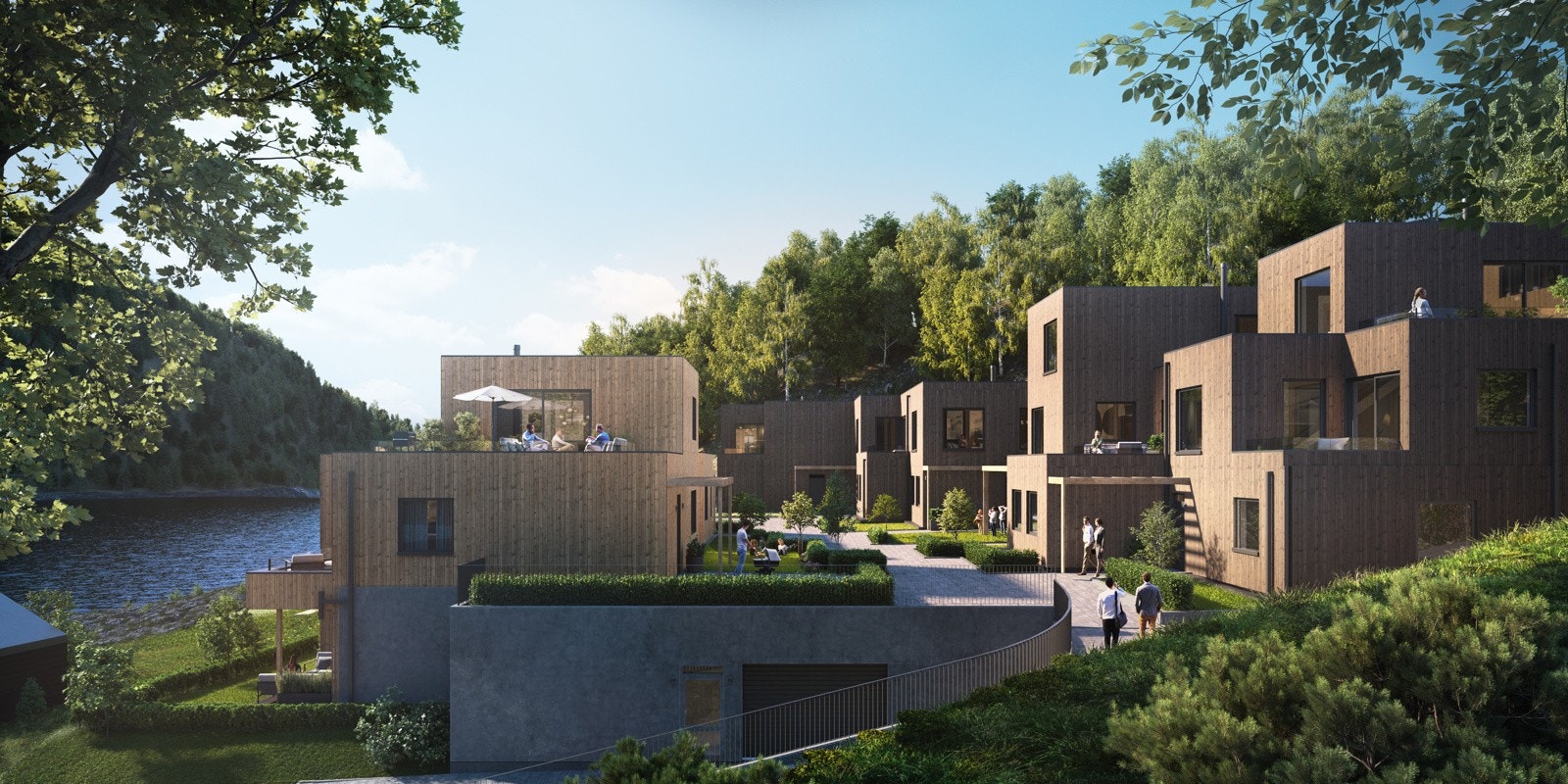 Vinterveien, fasade sett fra sør med Gjellumvannet til venstre. Galleribilde