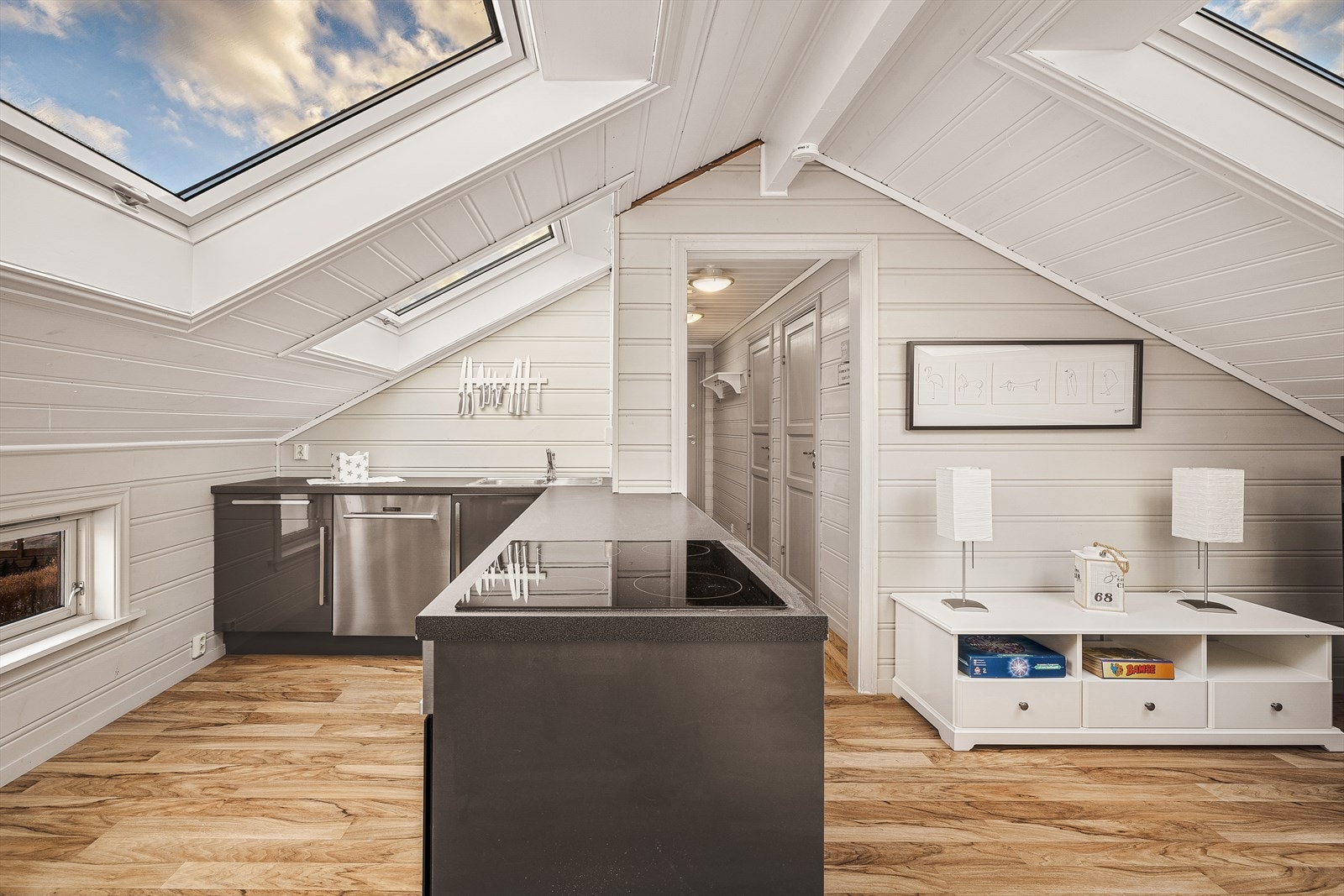 Godt med lysinnslipp via flere takvinduer og flere andre vinduer Galleribilde