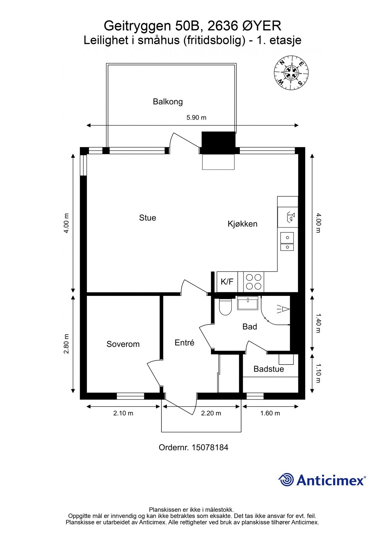 BRA-i: 42m2. Inneholder: Romslig entré/ gang, soverom, bad, badstue, kjøkken og stue. Utgang til sørvestvendt balkong fra stue på 9m2. Galleribilde