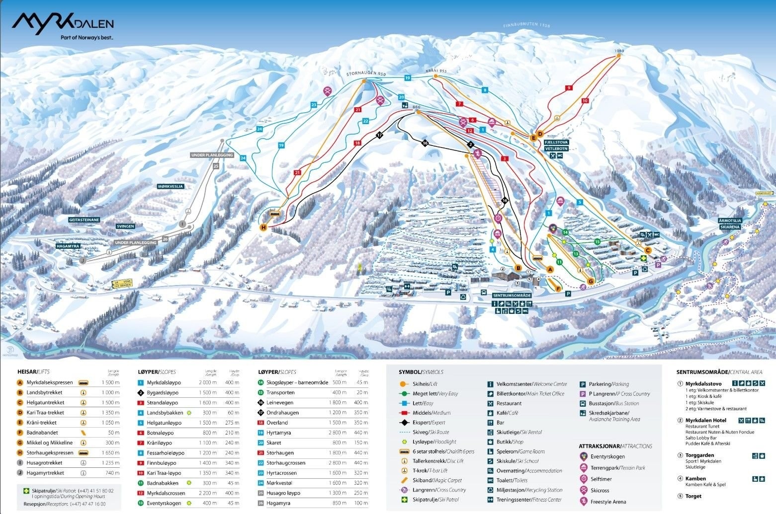 Oversikt Myrkdalen fjellheiser. To nye skiheiser nærmere Myrkdalen Vest er under oppføring. Galleribilde