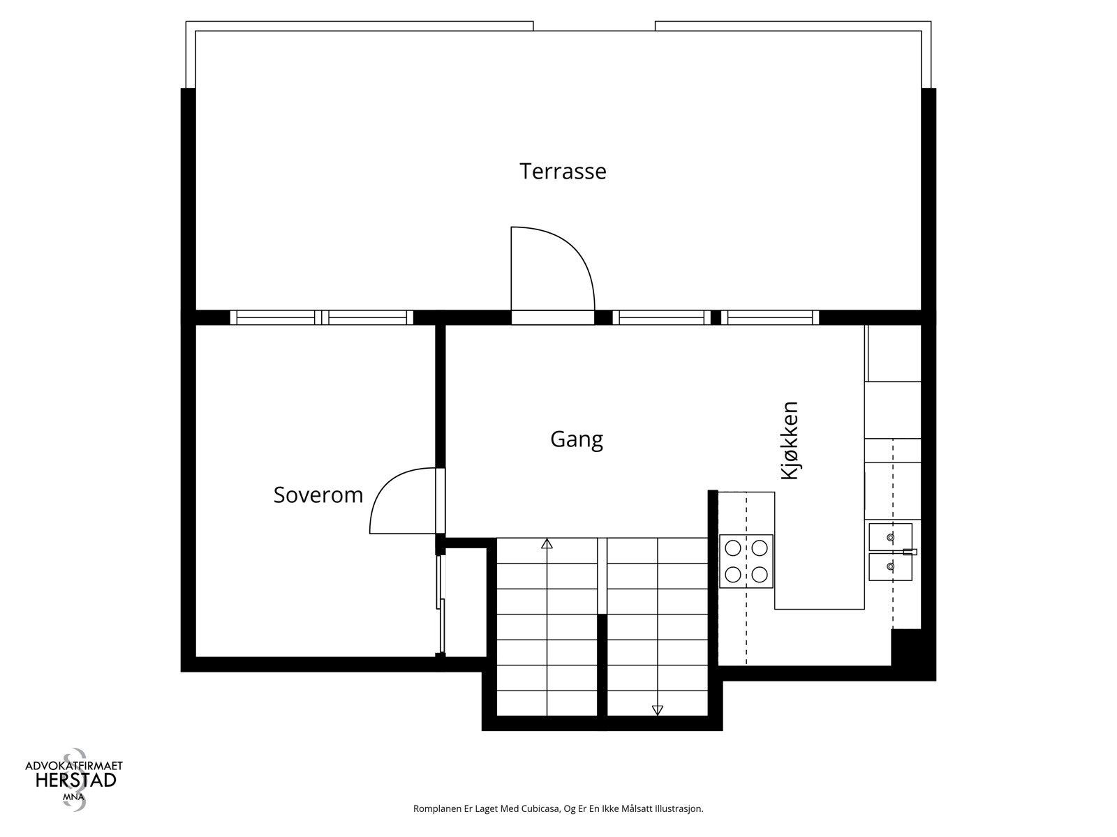 Planskisse mellomplan/kjøkken - ikke målsatt illustrasjon Galleribilde