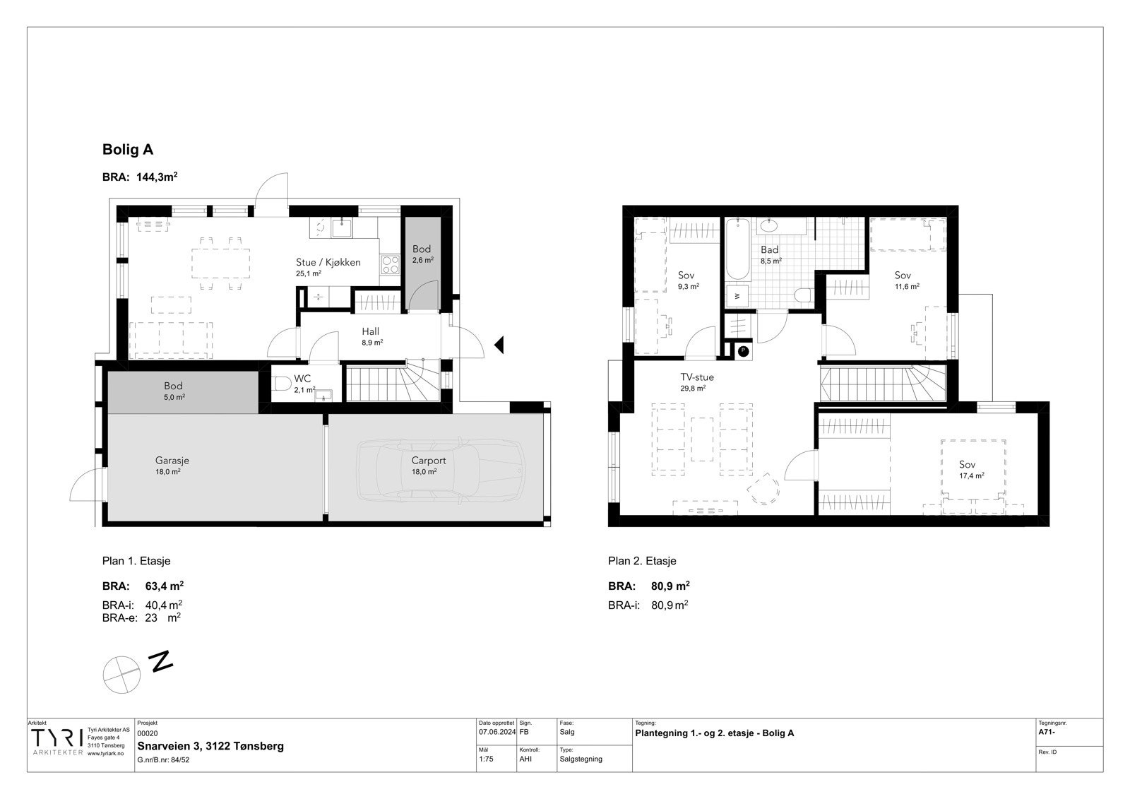 Plantegning, Bolig A Galleribilde