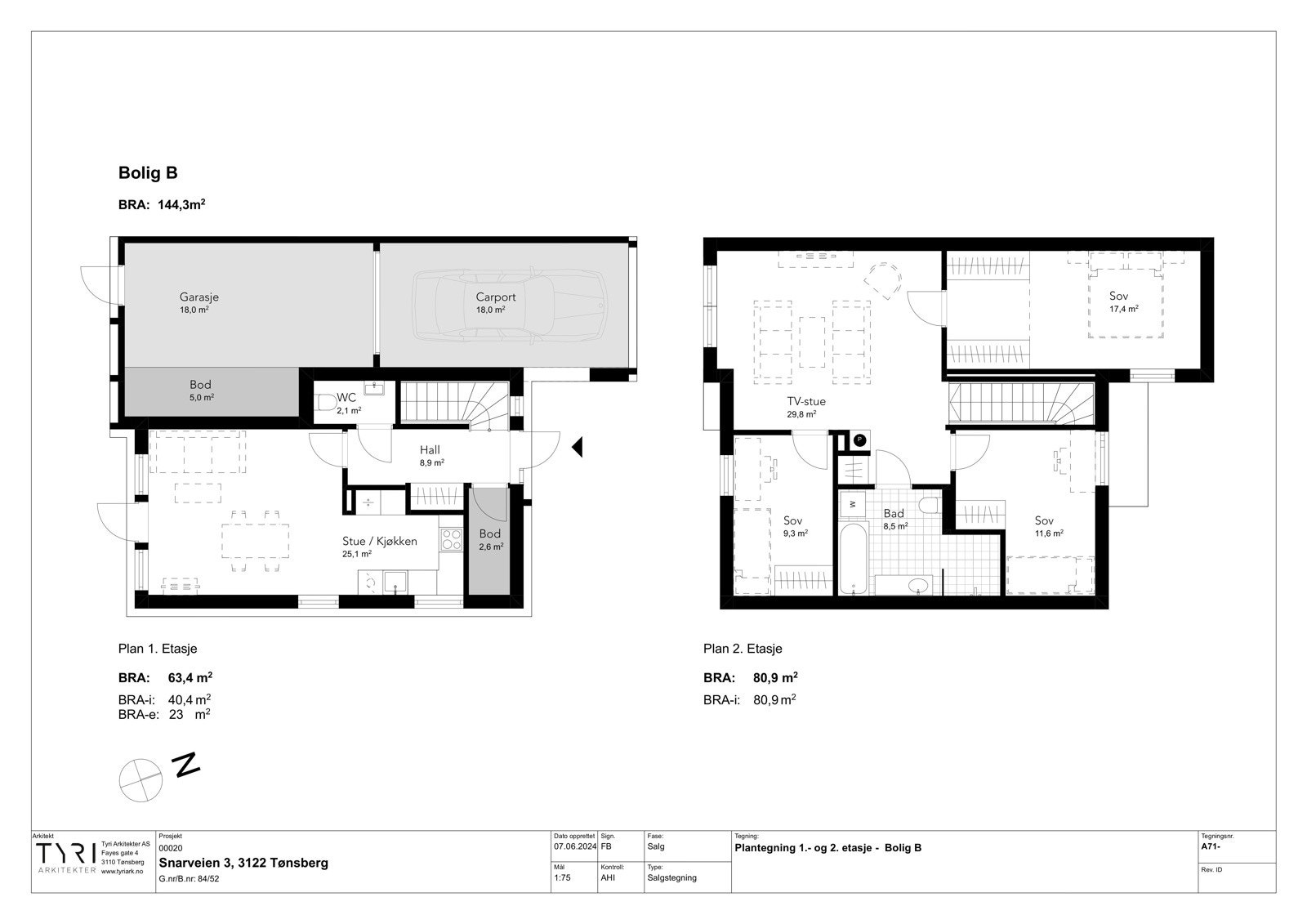 Plantegning, Bolig B Galleribilde