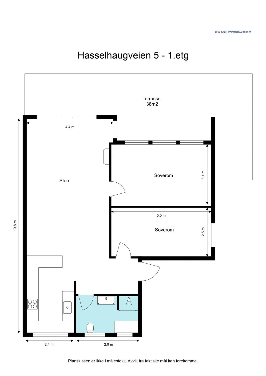 Plantegning Hasselhaugveien 5. Galleribilde