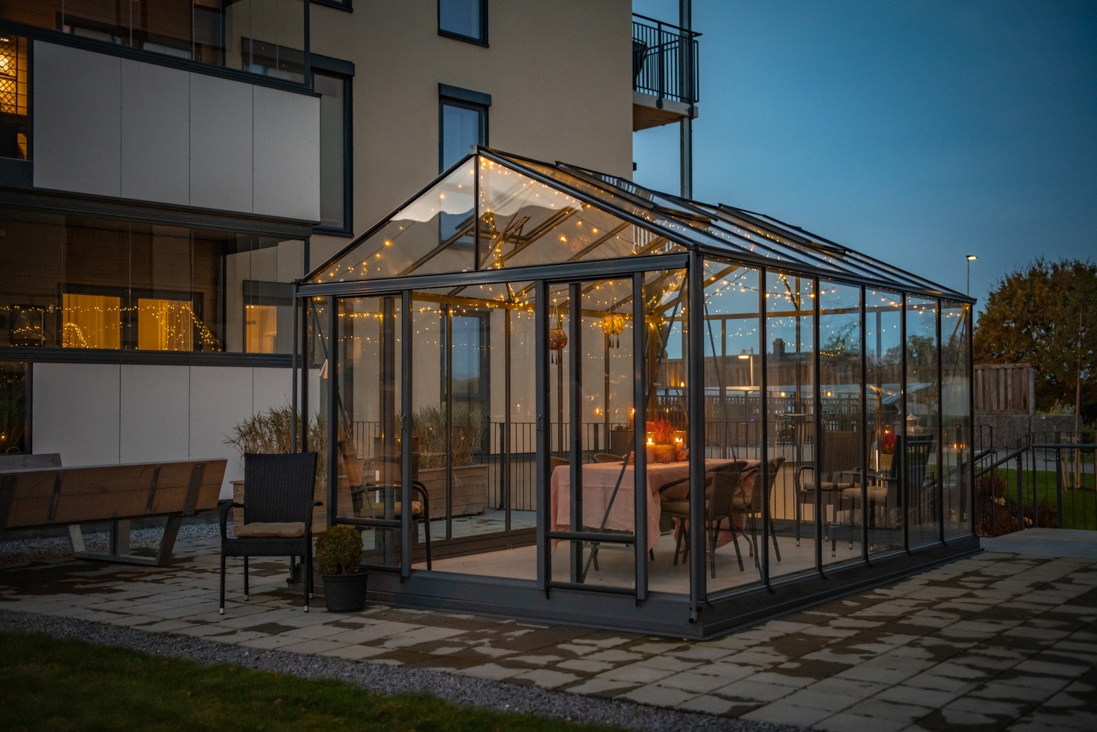 Borettslaget har flotte opparbeidede fellesarealer som innbyr til sosial samling Galleribilde