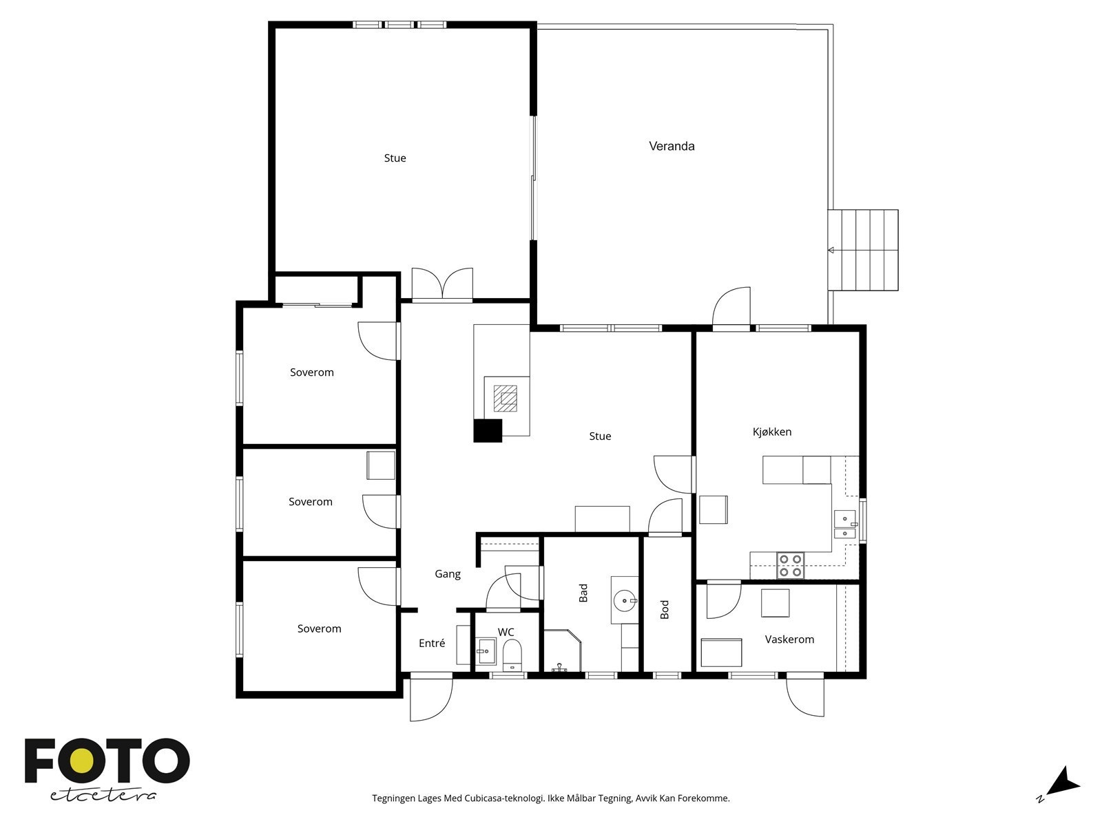 Hovedetasjen har en familievennlig planløsning med tre soverom, to stuer og separat vaskerom. Galleribilde