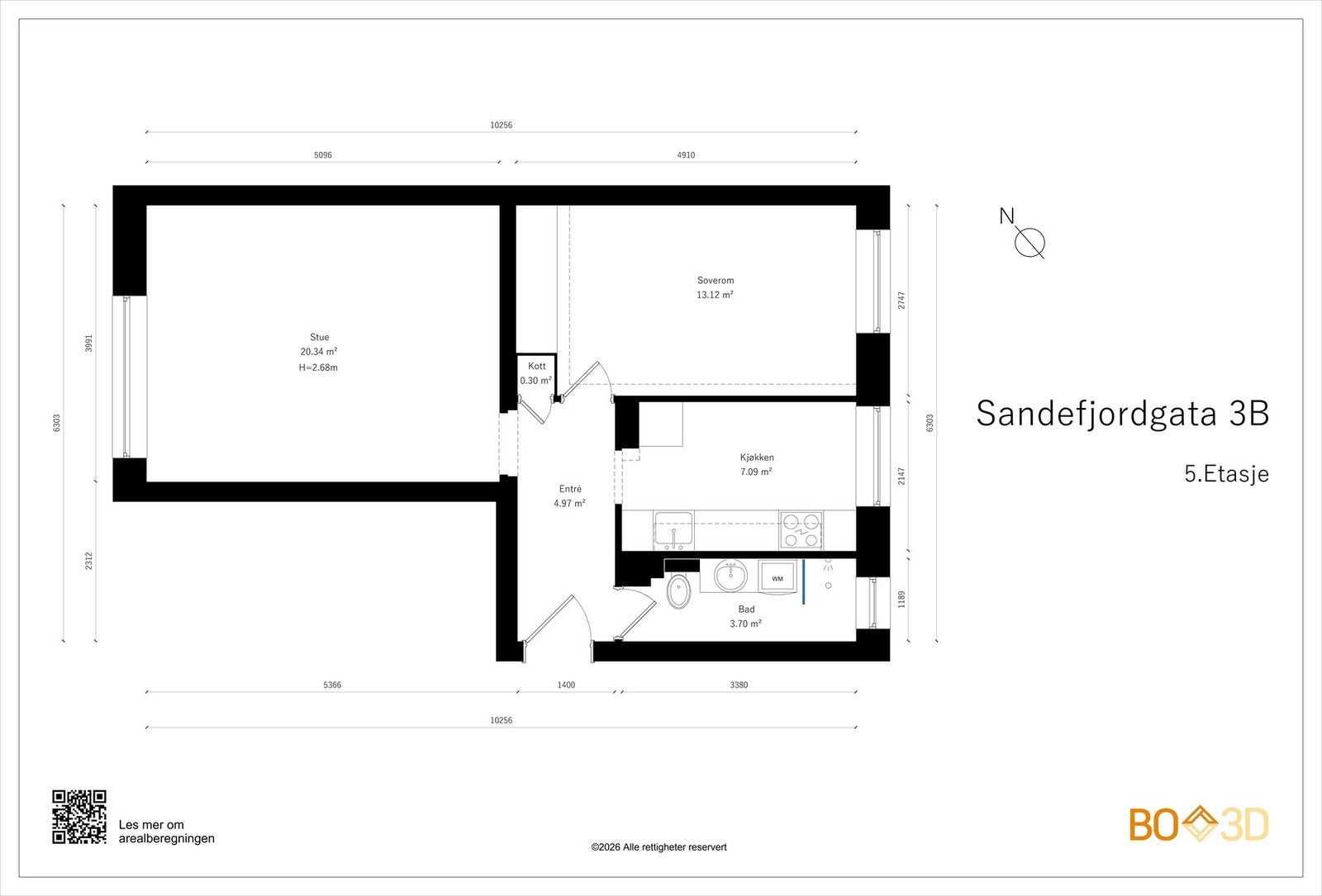 Før vi blar videre tar vi en titt på boligens planskisse. I tillegg til innvendig areal, disponerer boligen 2 boder med totalt 11 kvm gulvareal. Galleribilde