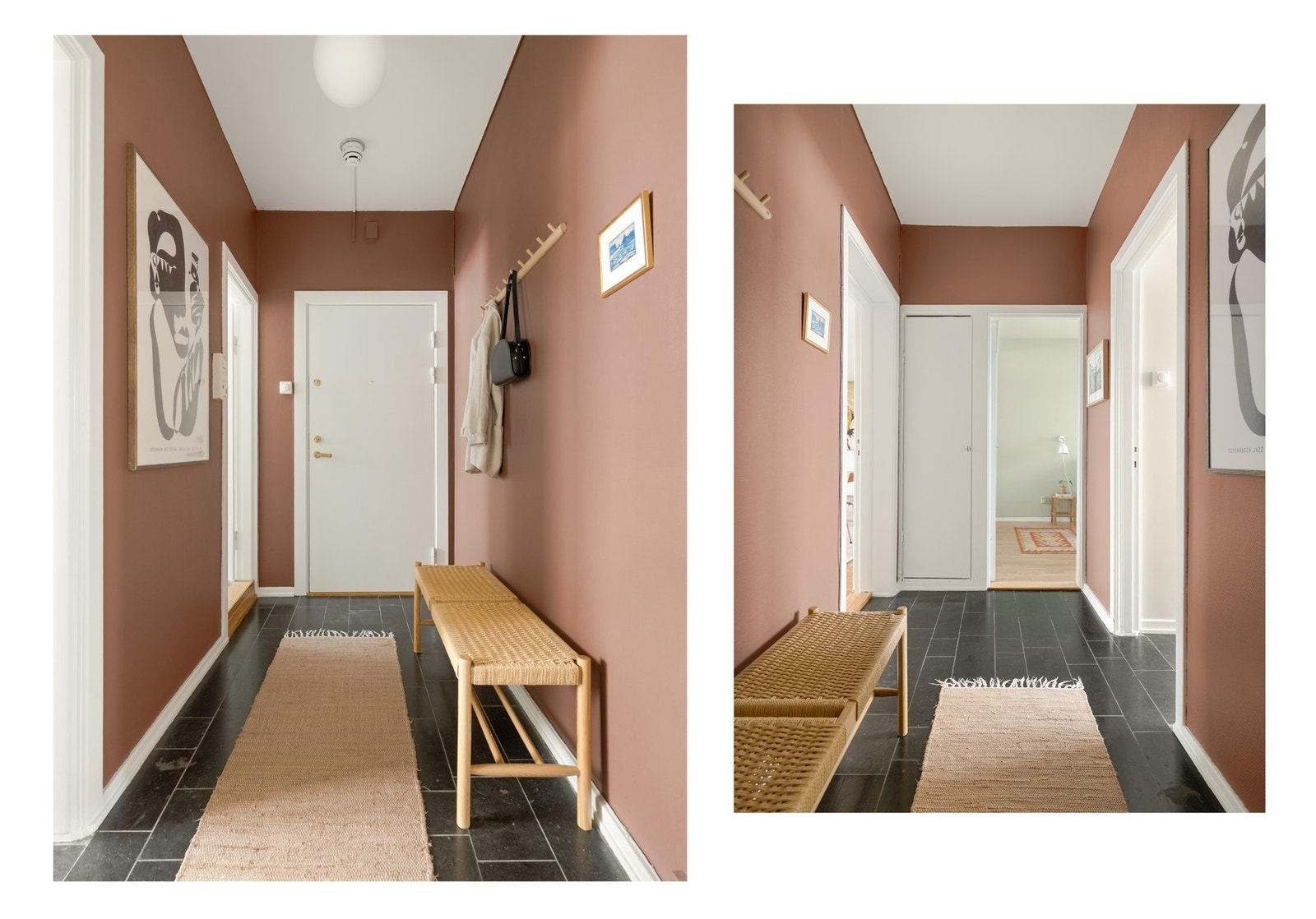 Gangen er et fint bindeledd mellom alle rommene. Her er også inngangen til badet. Galleribilde