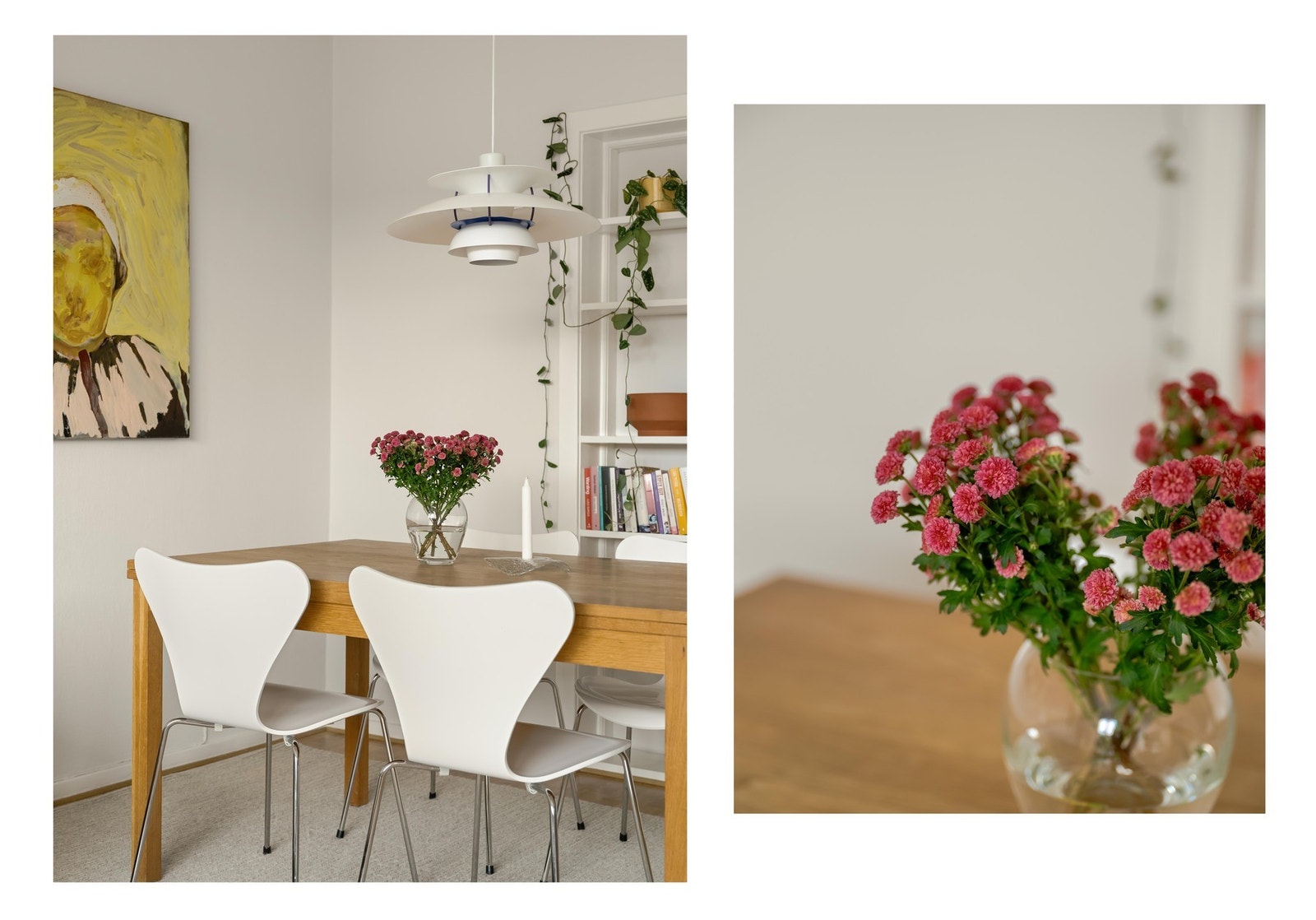 Der det tidligere var en døråpning, har det blitt laget en praktisk innlemmet hylle. Galleribilde