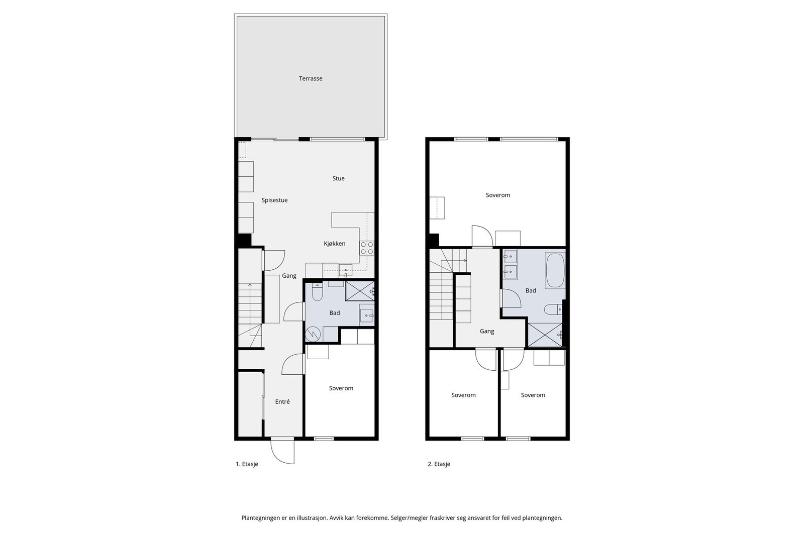 Plantegning begge etasjer. Galleribilde