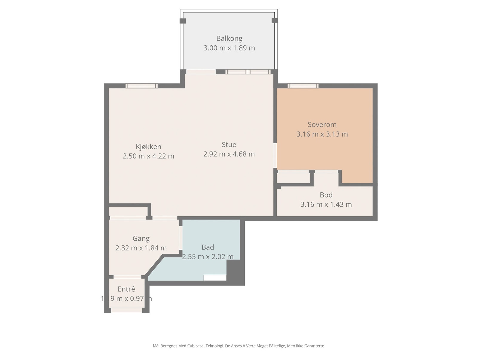 Plantegning. OBS: Mål er ikke 100% nøyaktige. Galleribilde