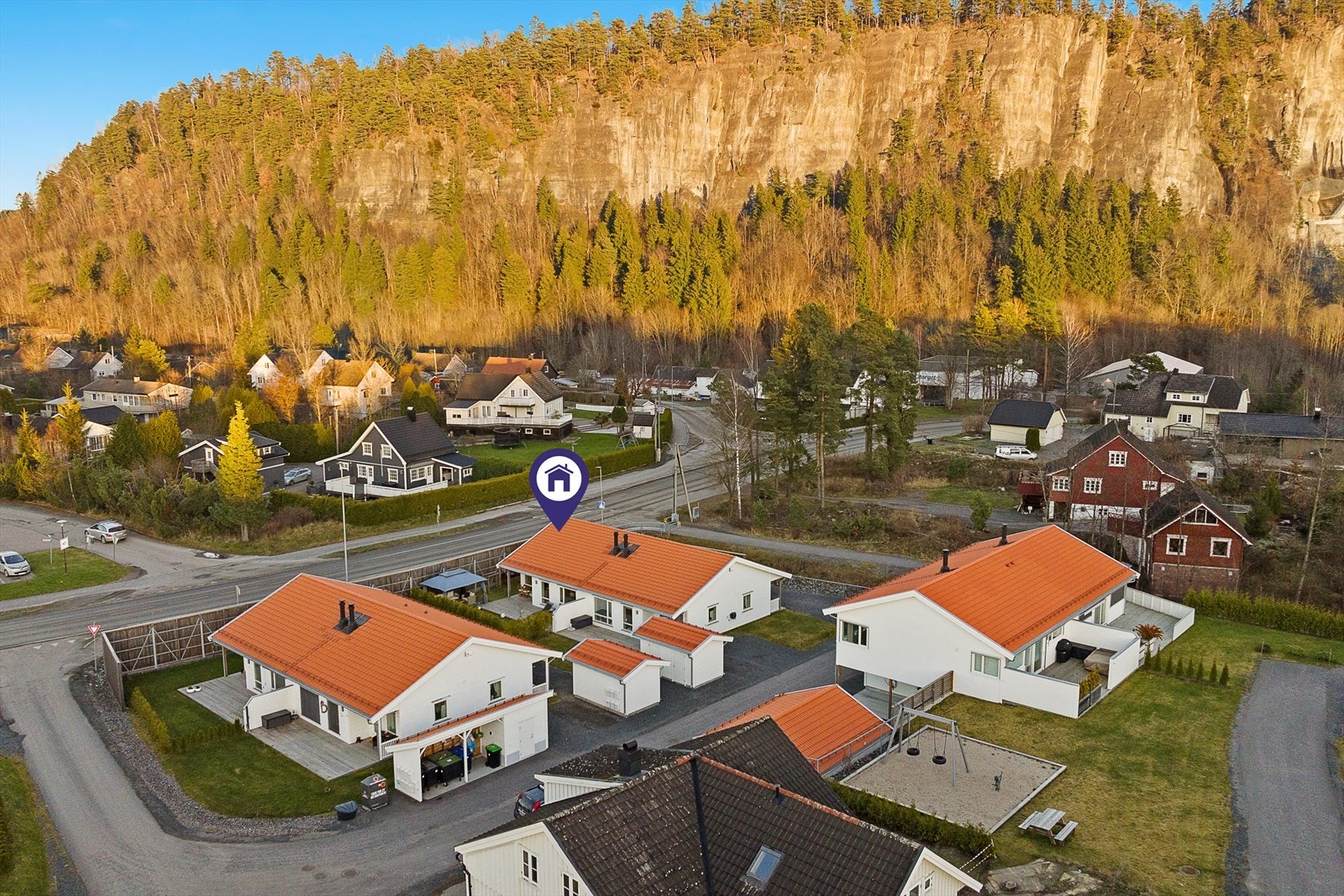 Borettslaget består av 14 boliger, oppført i 2021. Galleribilde