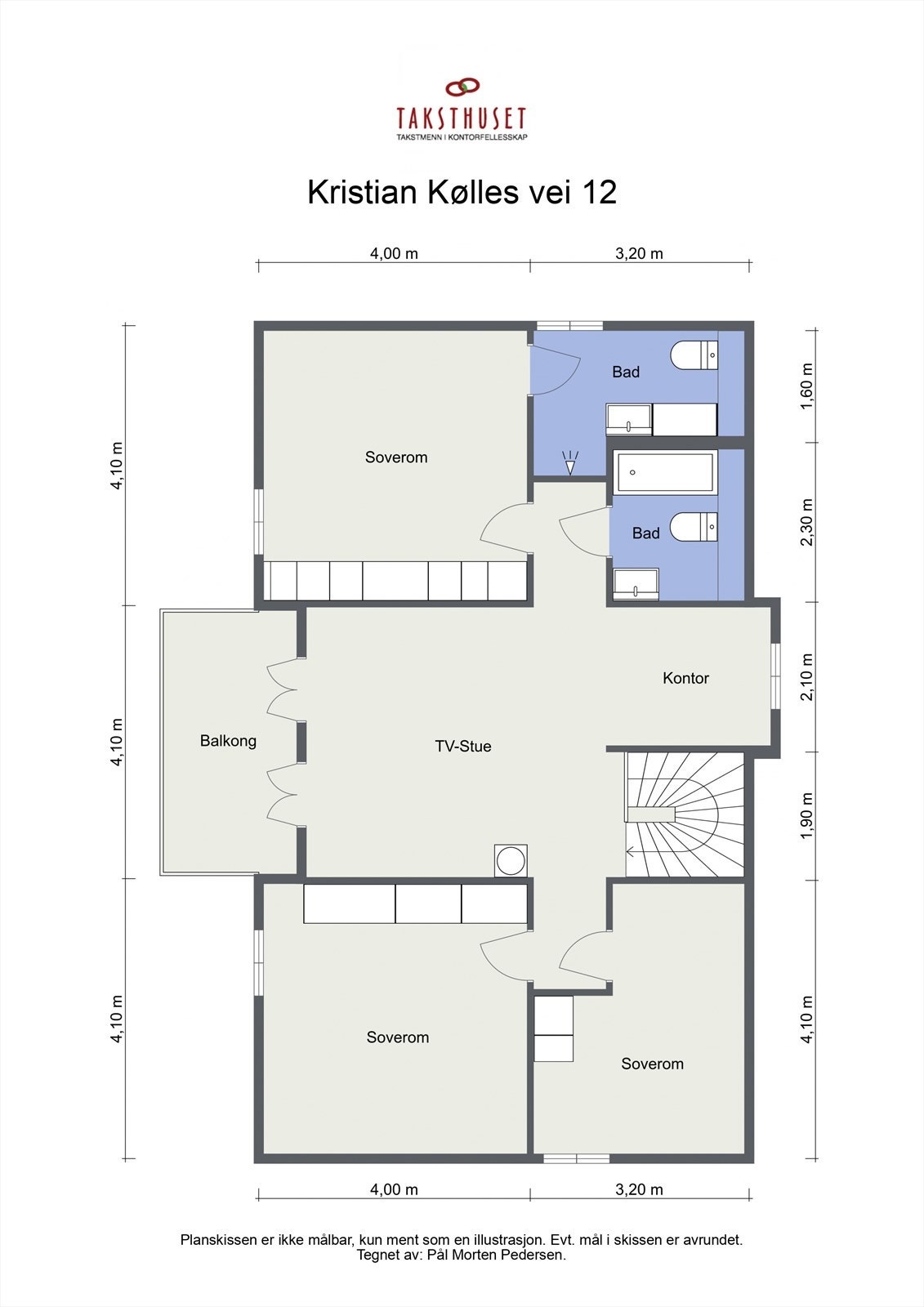 Planløsning 2. etasje (store soverom, mulighet for et soverom nr. 4) Galleribilde
