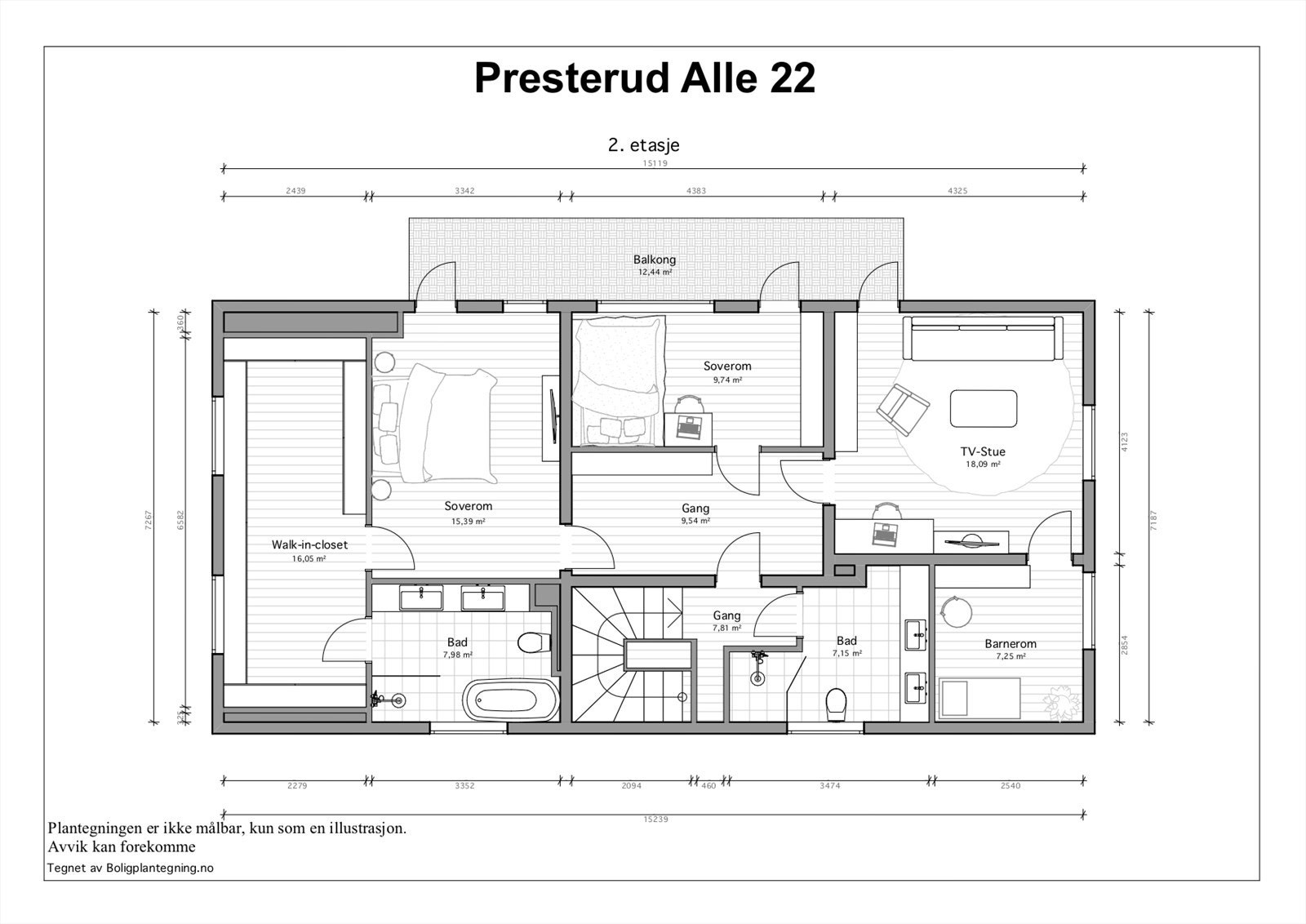Plantegning andre etasje. Galleribilde