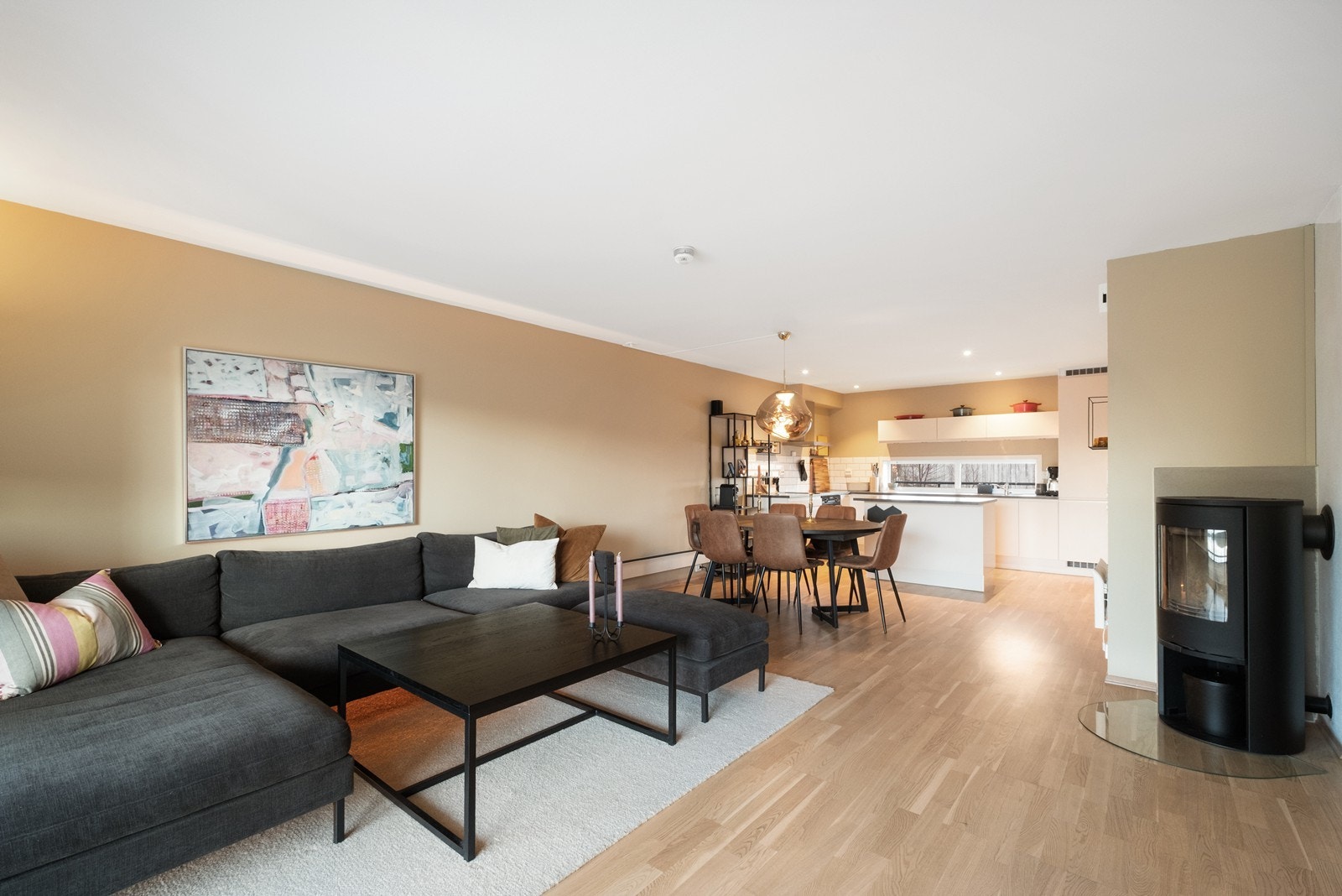 Peisovn er montert for peiskos på kalde vinterkvelder. Galleribilde