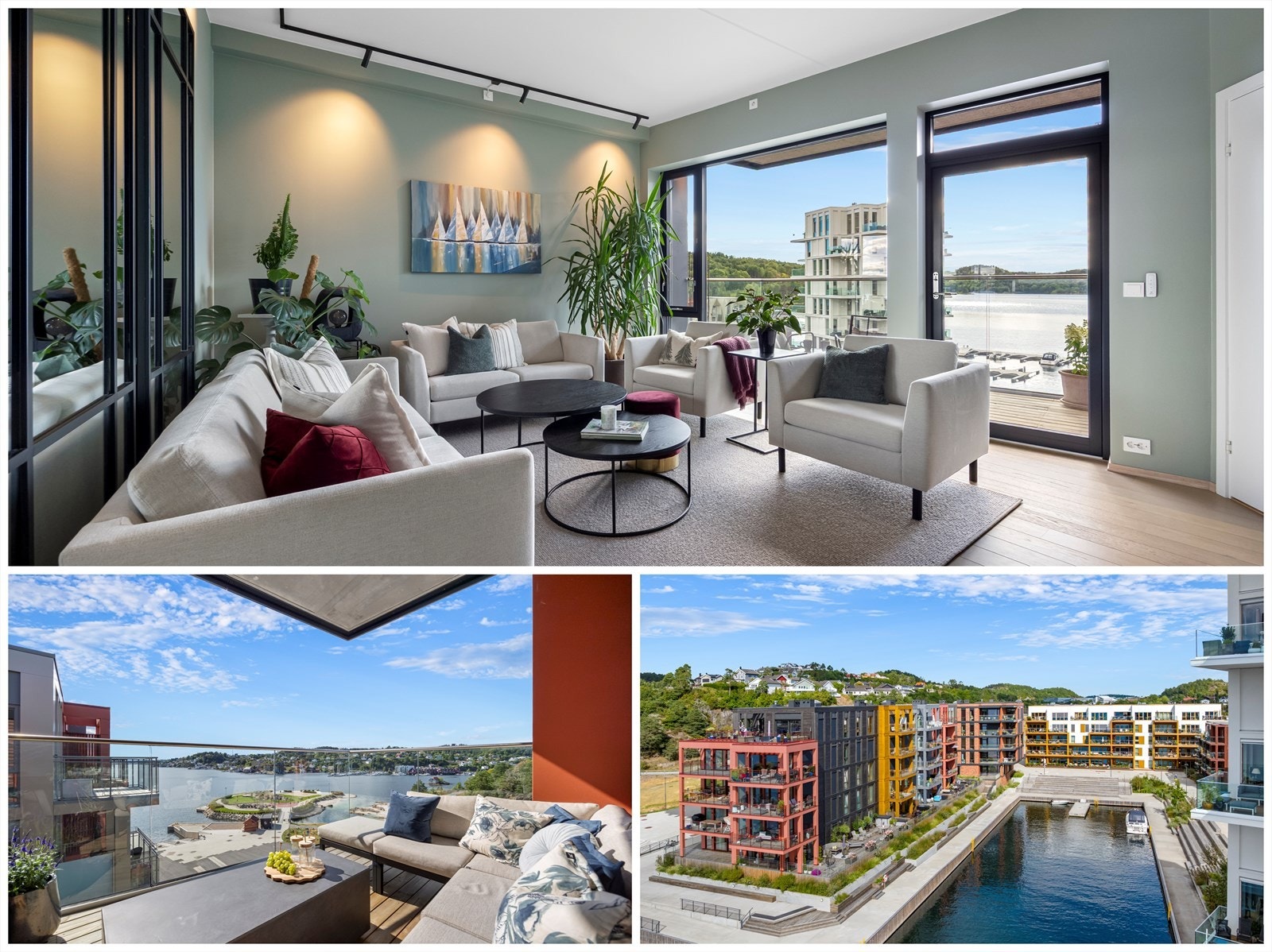 Bryggebyen - Gjennomgående toppleilighet mot vest - 2 balkonger - Garasjeplass - Panoramautsikt, morgen- og kveldssol Galleribilde