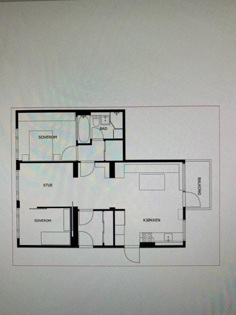 Forslag til soverom 2 - forslag nr 1. Skisse utarbeidet av selger kun for å illustrere muligheter (med forbehold om eventuelle feil og målestokk) Galleribilde