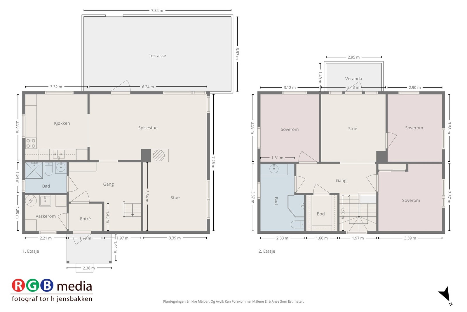 Plantegning begge etasjer Galleribilde