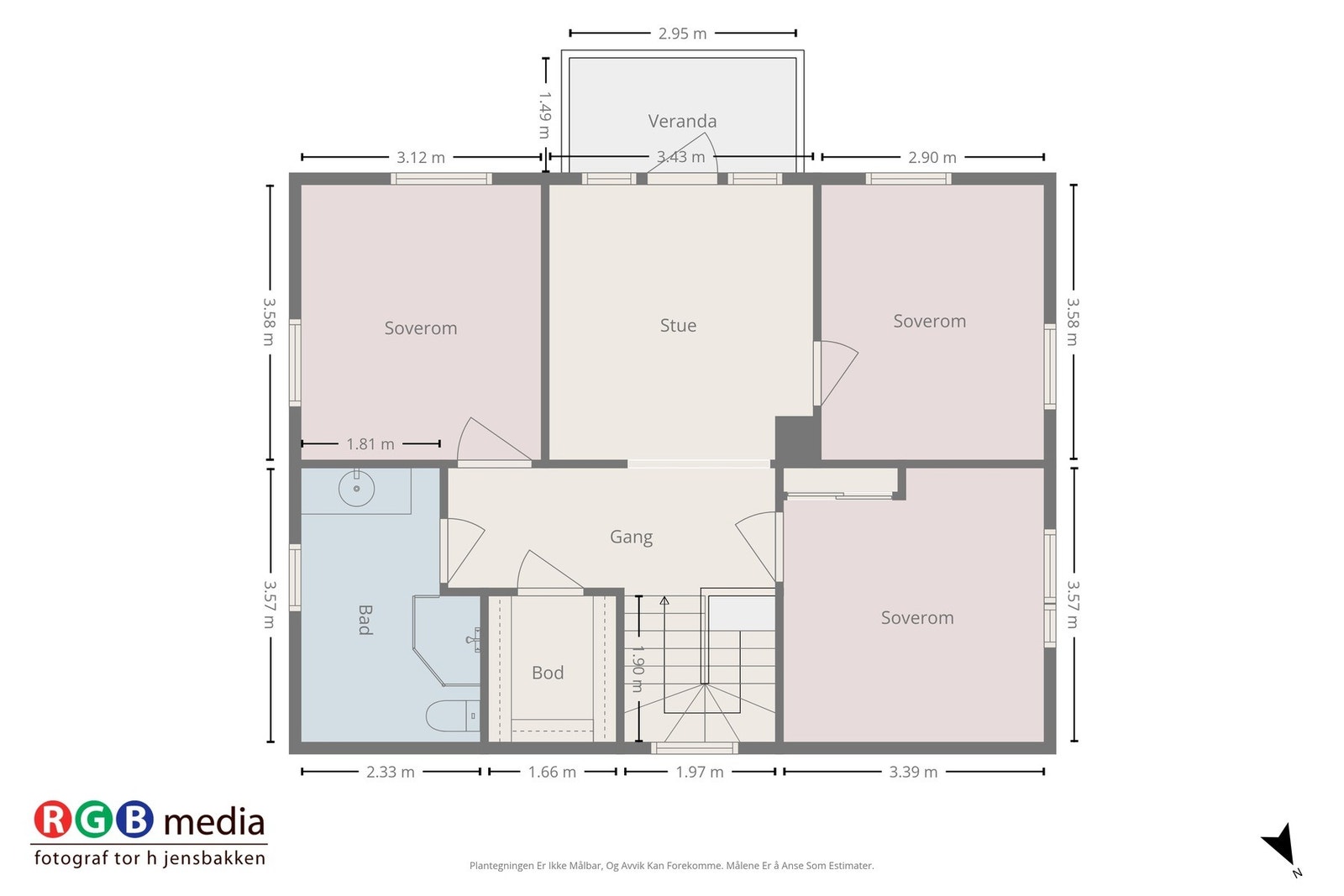 Plantegning for 2.etasje. Man kan også etablere det 4.soverommet i stedet for loftsstue, hvis det er ønskelig. Galleribilde