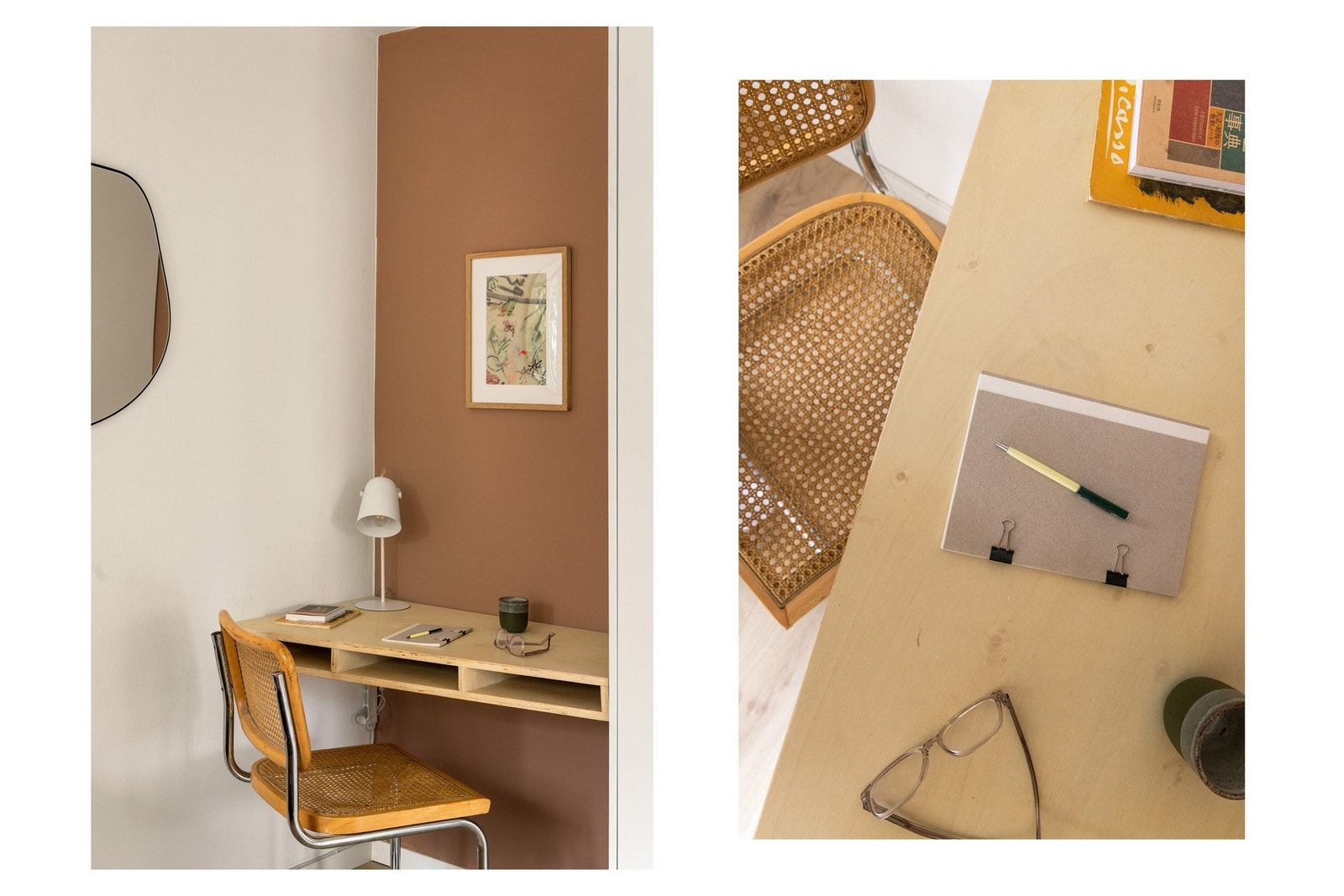 Veggene er lysmalte og kompletteres av en stilfull kontrastvegg ved garderobeskapet. Galleribilde