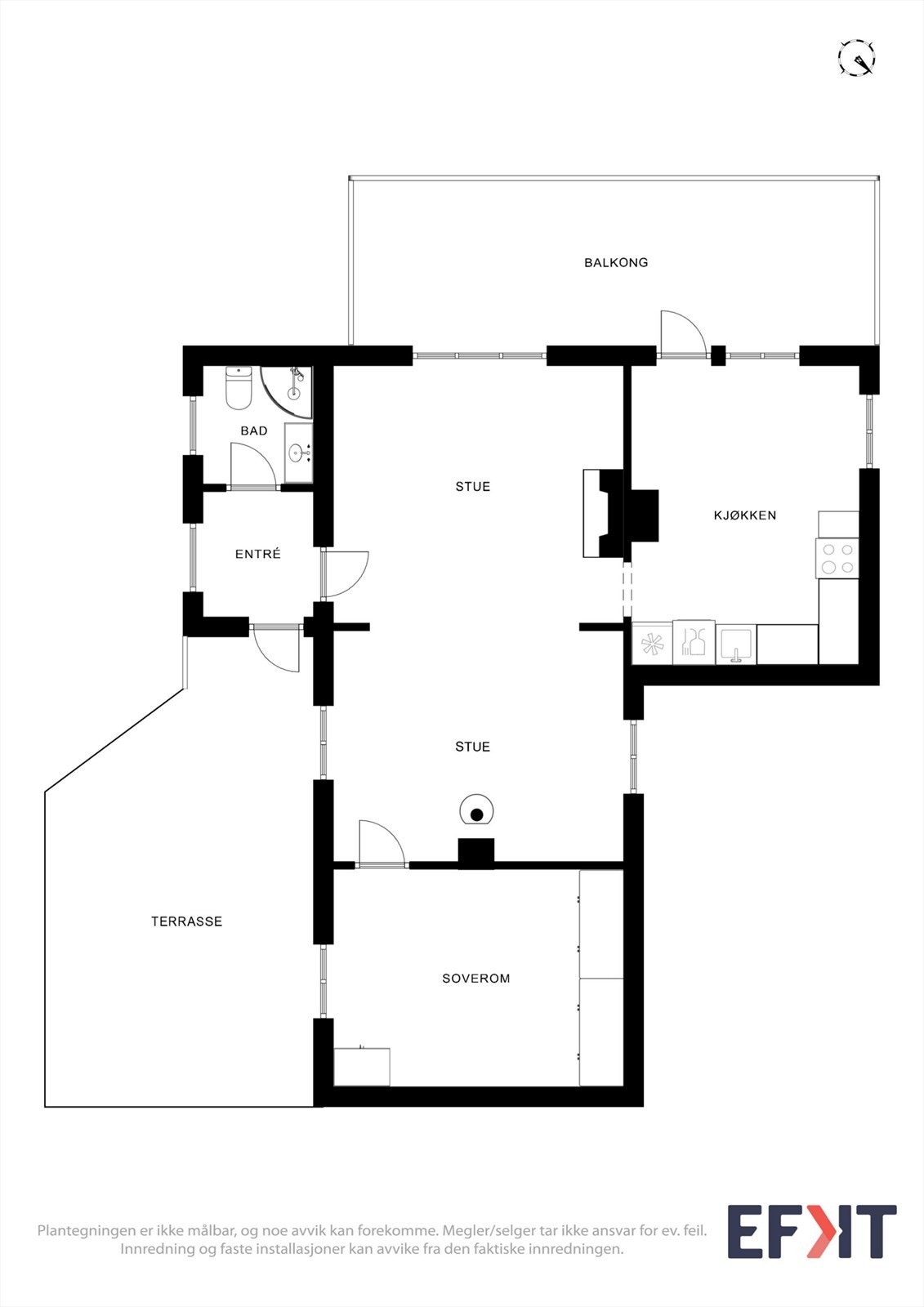 Hovedetasjen har en arealeffektiv planløsning med stue, kjøkken, soverom og bad. Galleribilde