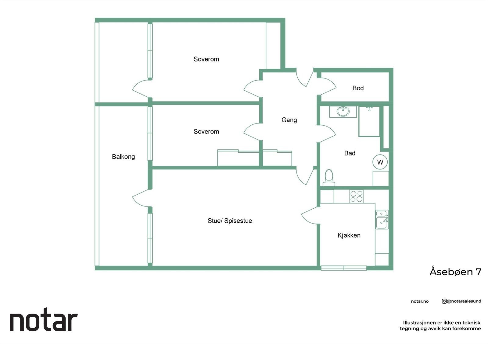 Leiligheten har en praktisk planløsning Galleribilde