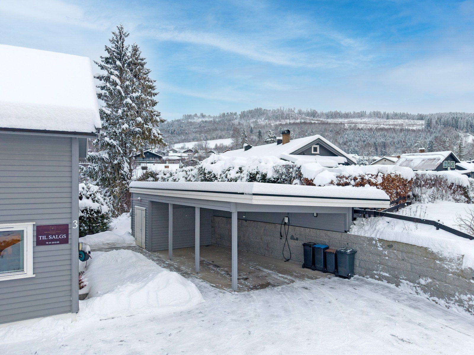 Carport med bakenforliggende bod, bygget i 2018. Galleribilde