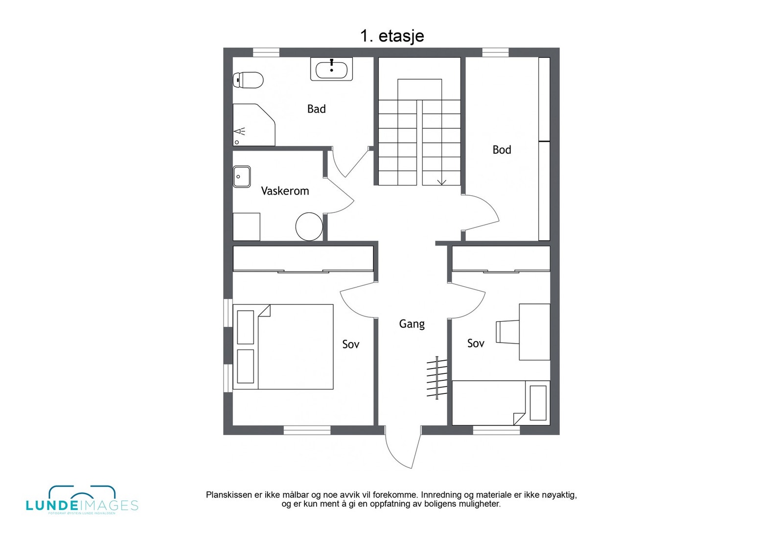 Planskisse 1. etasje - Ikke målbar Galleribilde