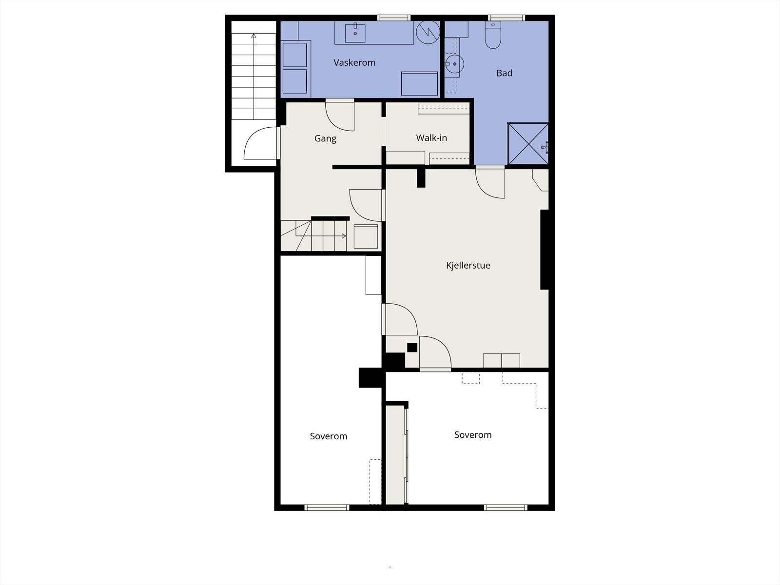 Plantegning u.etg (Innredning er ikke byggemeldt og således ikke godkjent som rom for varig opphold) Galleribilde