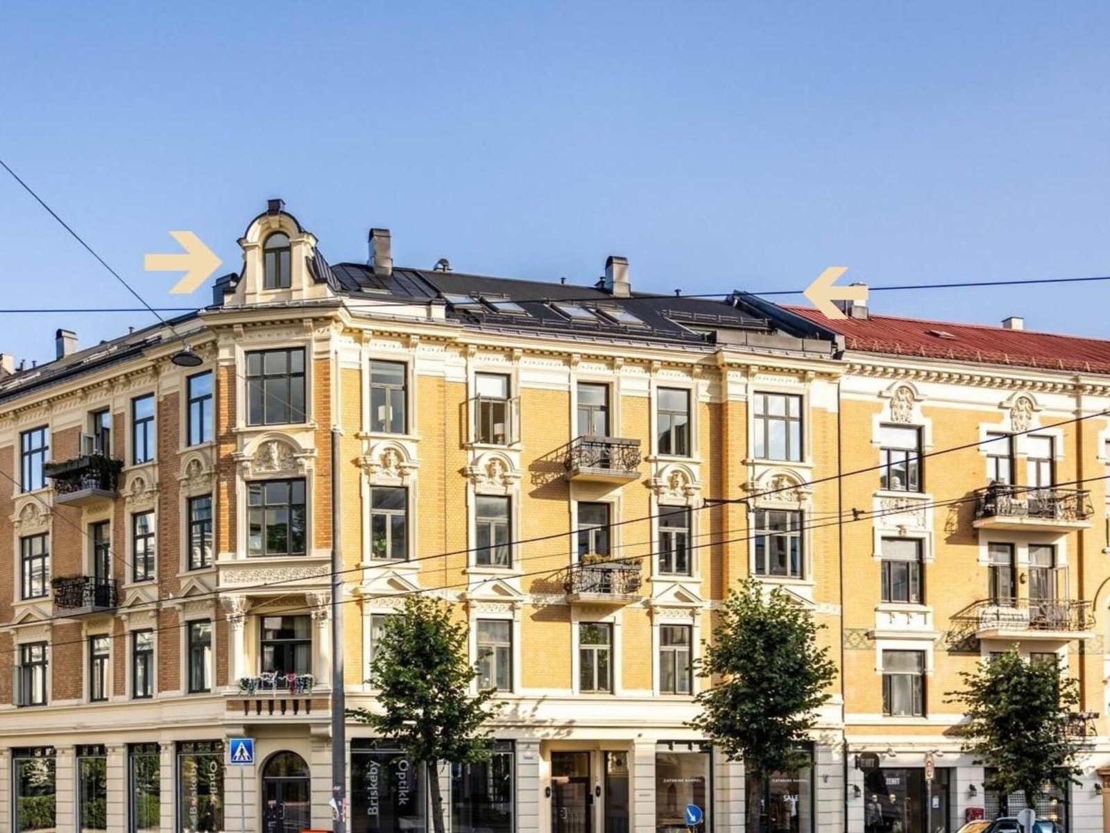 Leiligheten ligger i byggets øverste etasje og har en flott intern plassering på hjørnet av bygget Galleribilde