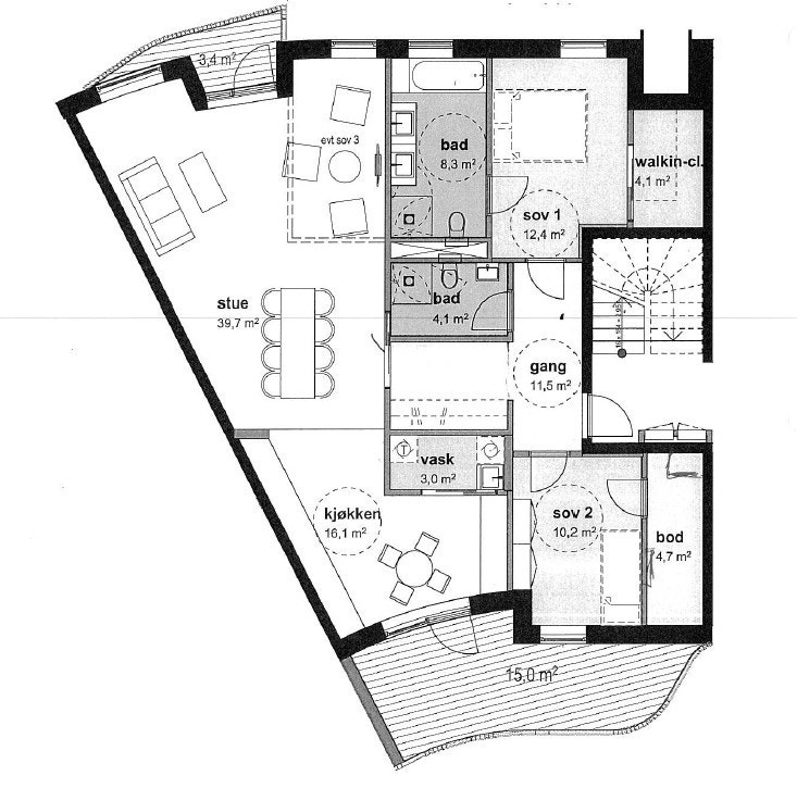 Byggtegning/plantegning Galleribilde