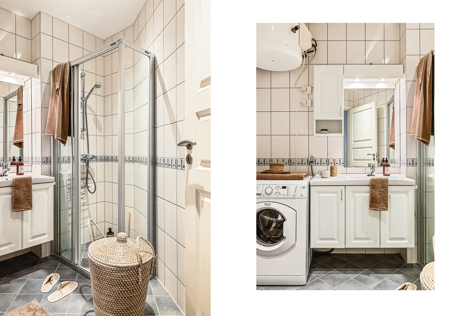 Badet er helfliset med en praktisk planløsning som gjør morgenrutinen og vaskerutinen til en lek. Galleribilde