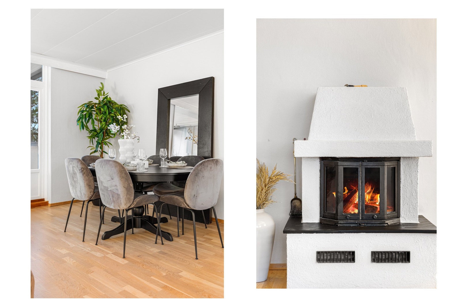 Peisen bidrar til godt med varme, i tillegg til å skape en hjemmekoselig stemning i det sosiale rommet. Galleribilde