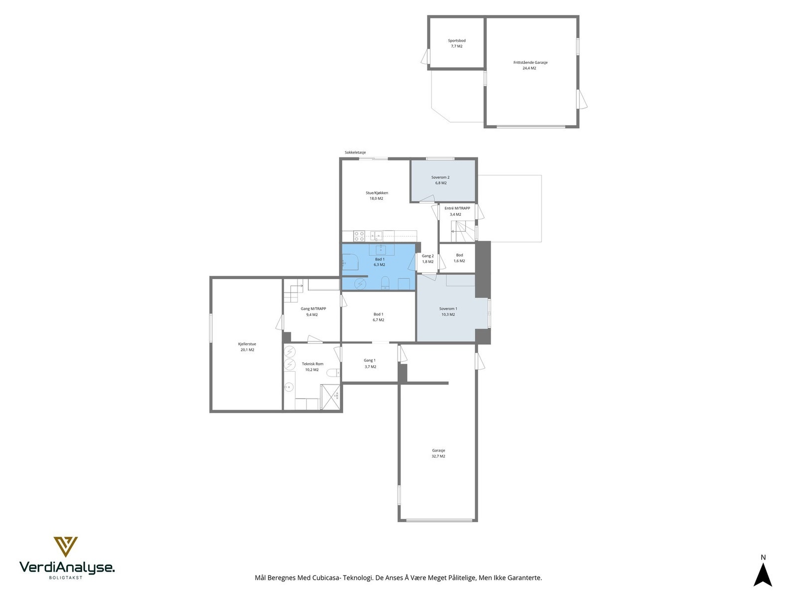 Planskisse sokkeletasje. Galleribilde