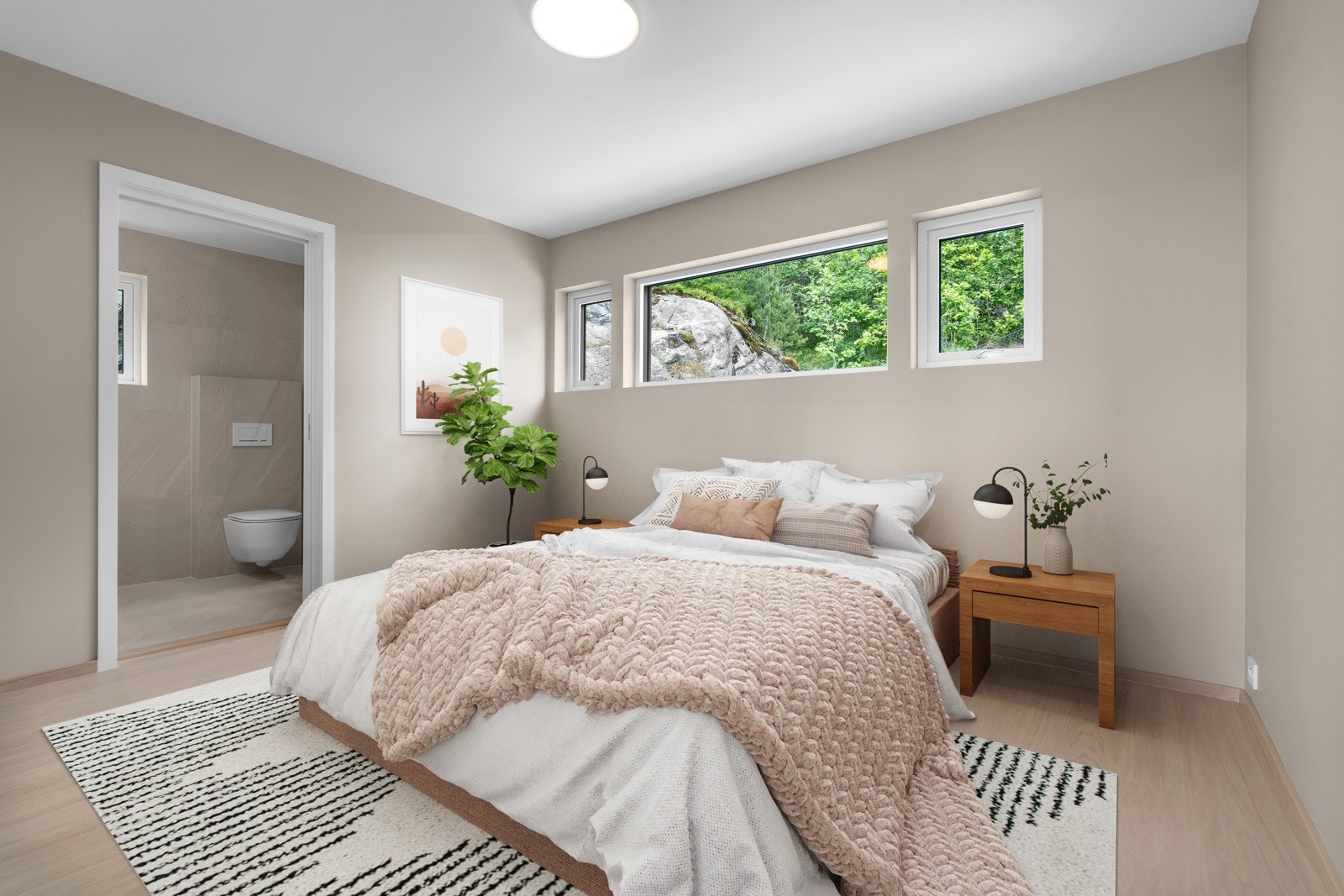 Møbleringsforslag hovedsoverom (digitalstyling) Galleribilde