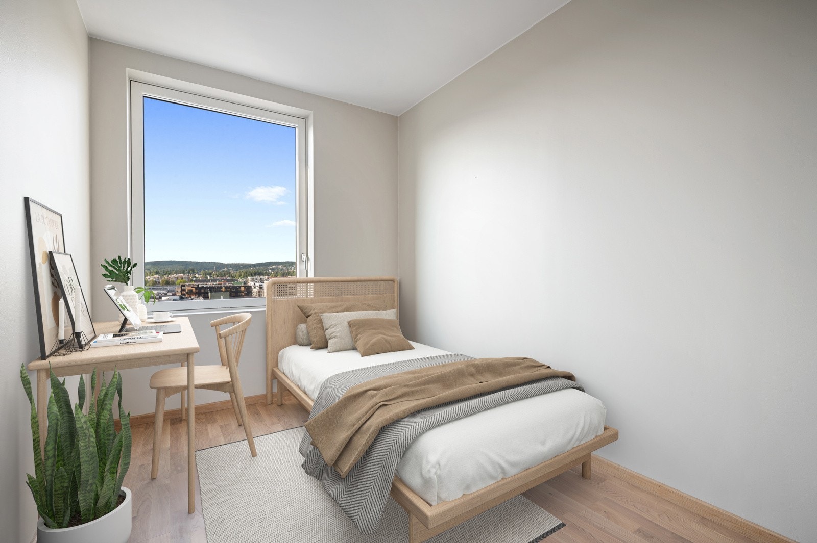 Soverom nr. 2. Bildet er virtuelt møblert. Galleribilde