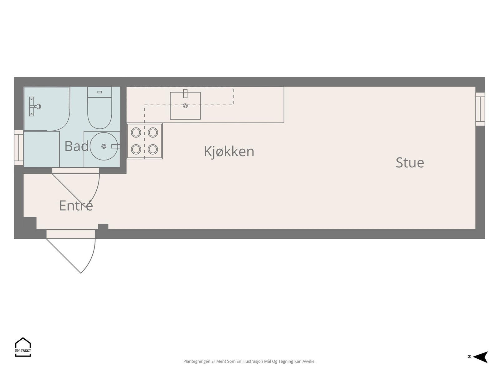 Plantegning av hybel. Galleribilde
