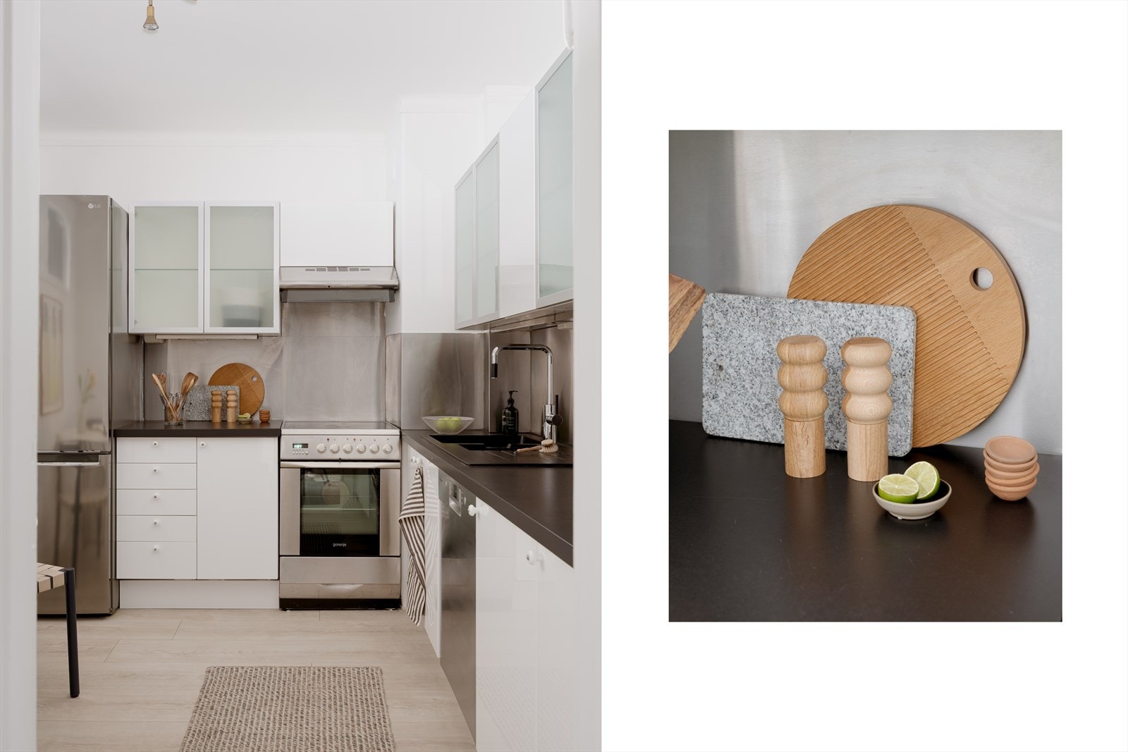 Kjøkkenet er lyst og tidløst med god skap- og benkeplass. Galleribilde