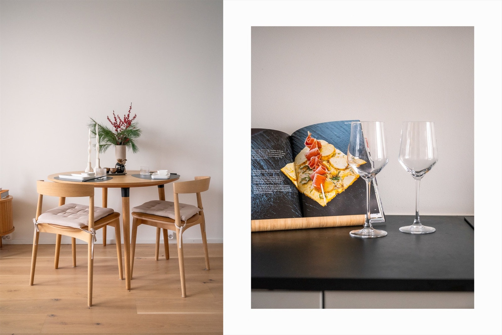 I naturlig overgang mellom stue og kjøkken passer det å møblere med et spisebord- perfekt for å invitere venner og familie på besøk. Galleribilde