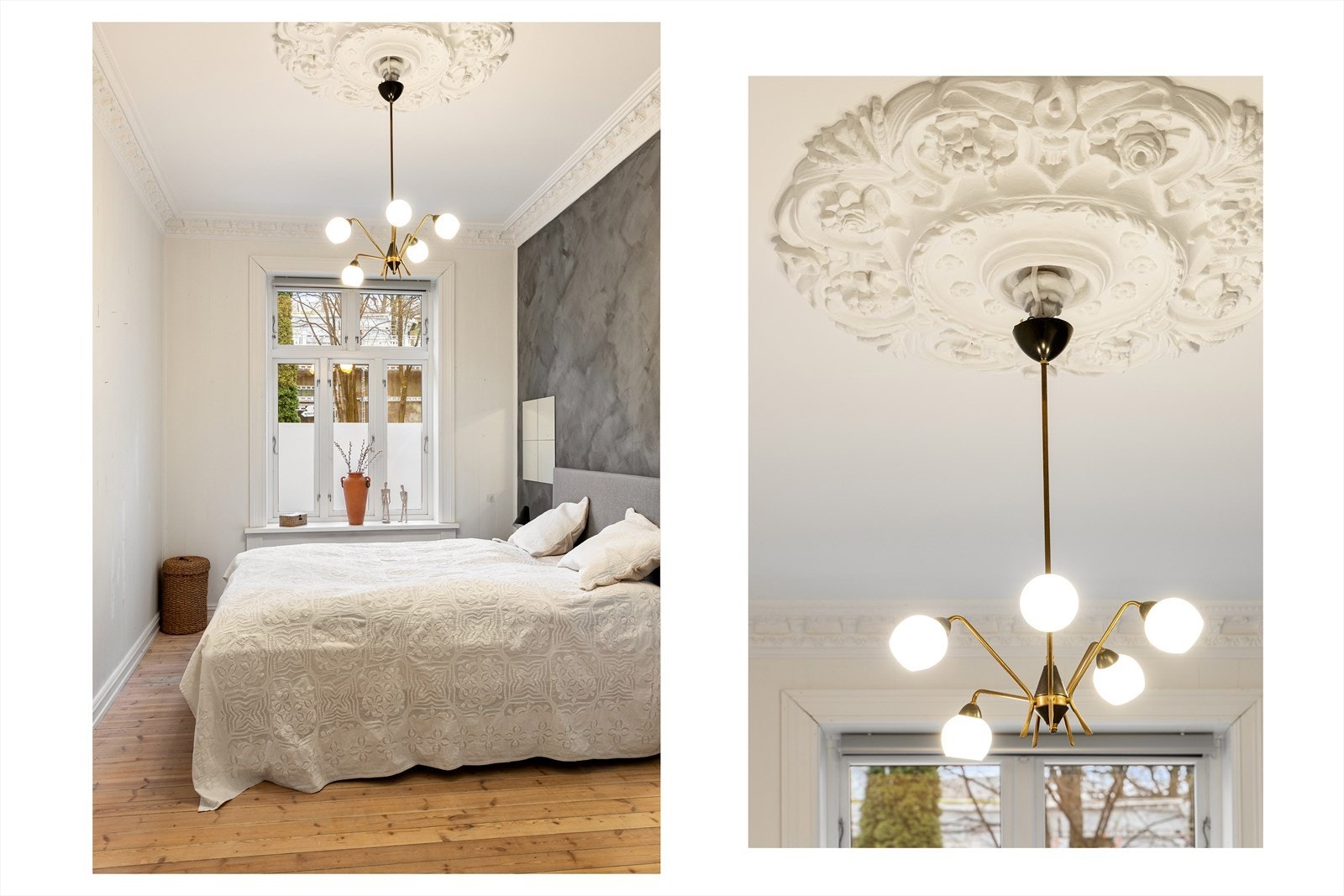 Soverommet har både rosett og stukkatur. Galleribilde