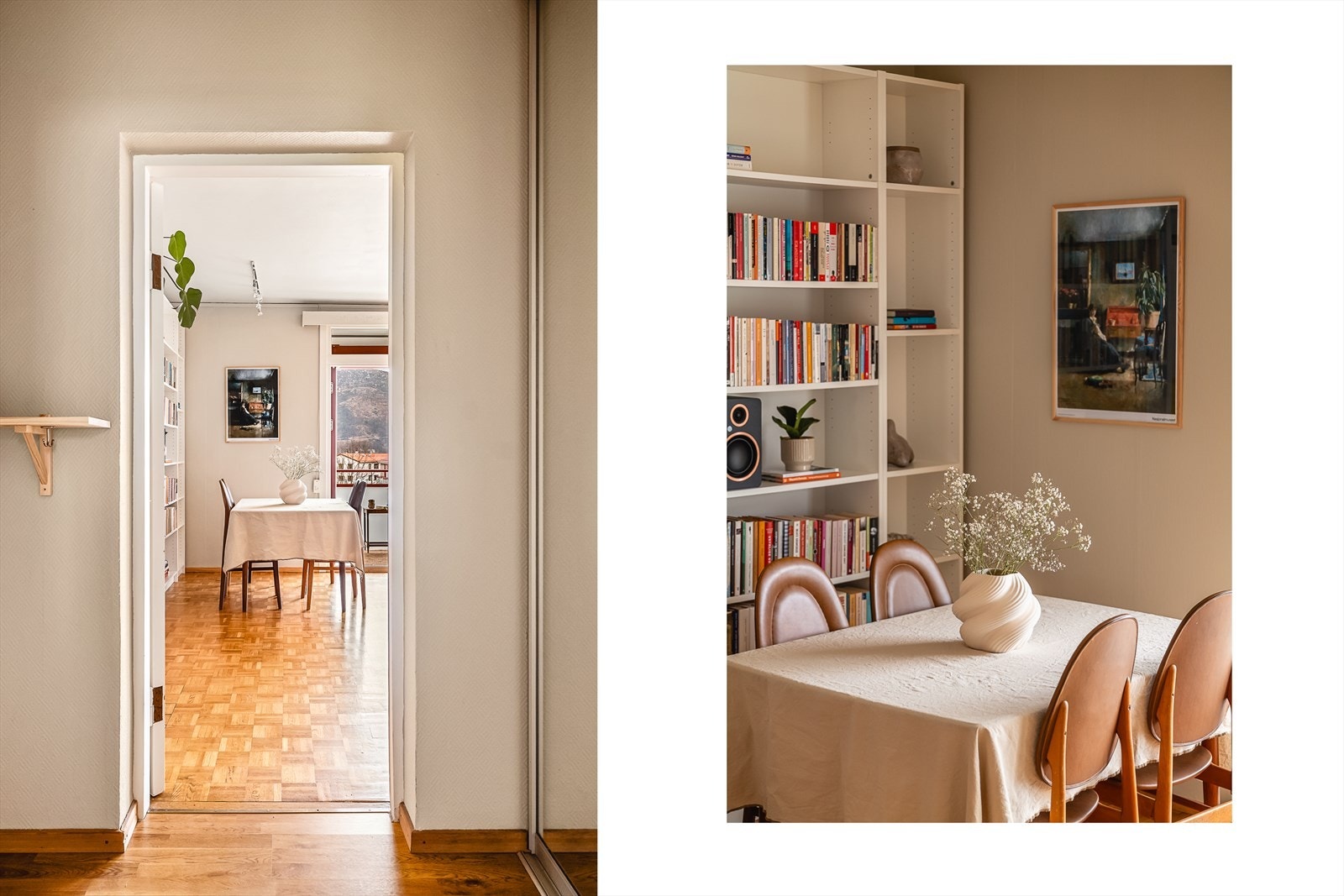 Kort avstand mellom kjøkken og spisestue gjør det enkelt å underholde middagsgjestene samtidig som måltidet klargjøres. Galleribilde