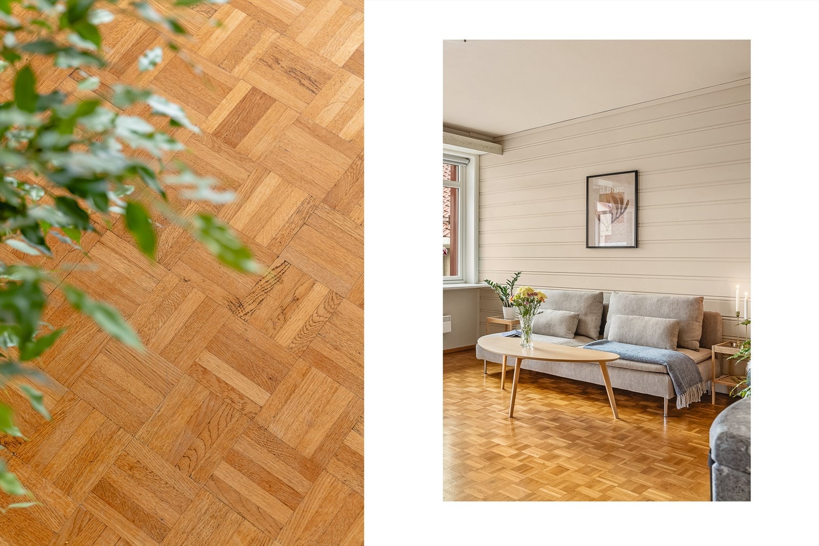 Legg merke til det flotte gulvet som gir oppholdsommet sjel og varme. Galleribilde