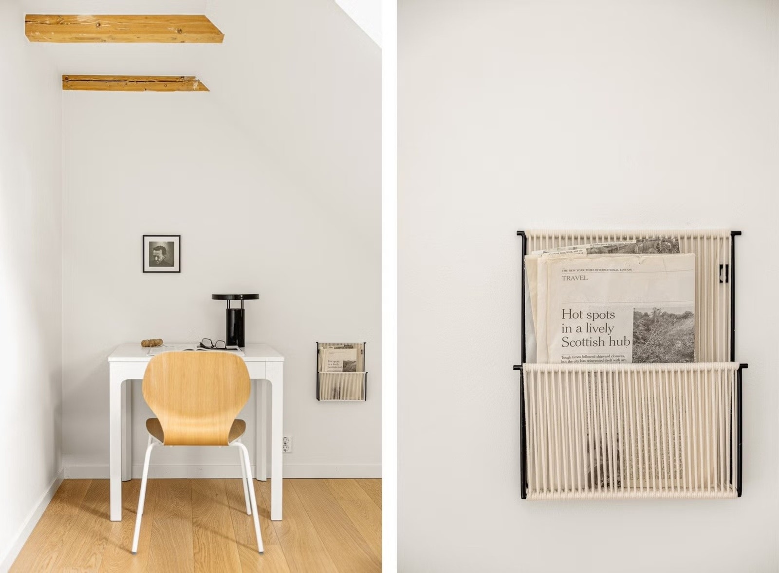 Det er 1-stavs parkett på gulv, slette malte vegger og himling. Galleribilde