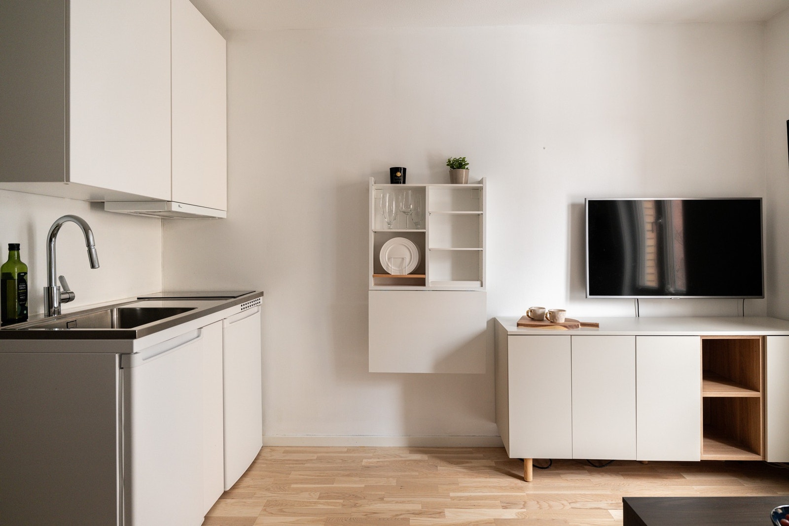 Gulv med 3-stavs parkett. Galleribilde