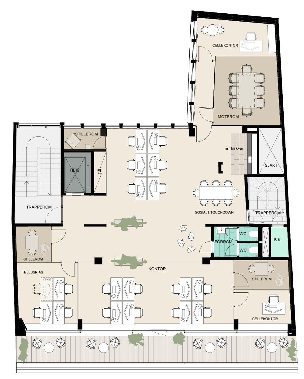 Slik ser det ut. Veldig mange stillrom og svært gode arbeidsforhold Galleribilde