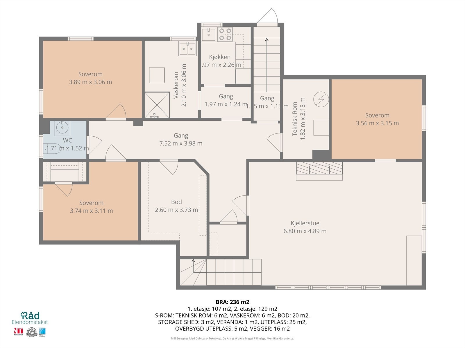 Dagens planløsning av sokkeletasjen. Galleribilde
