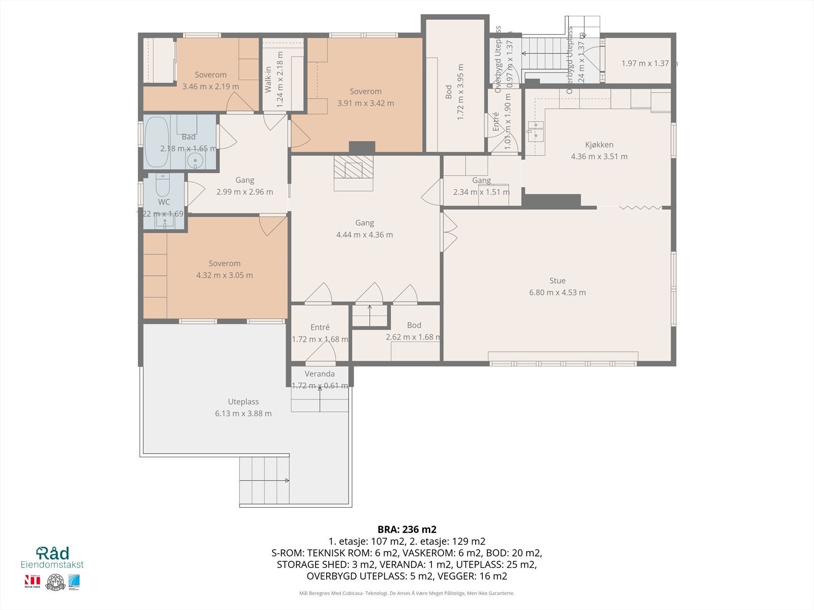 Dagens planløsning av hovedetasjen. Galleribilde